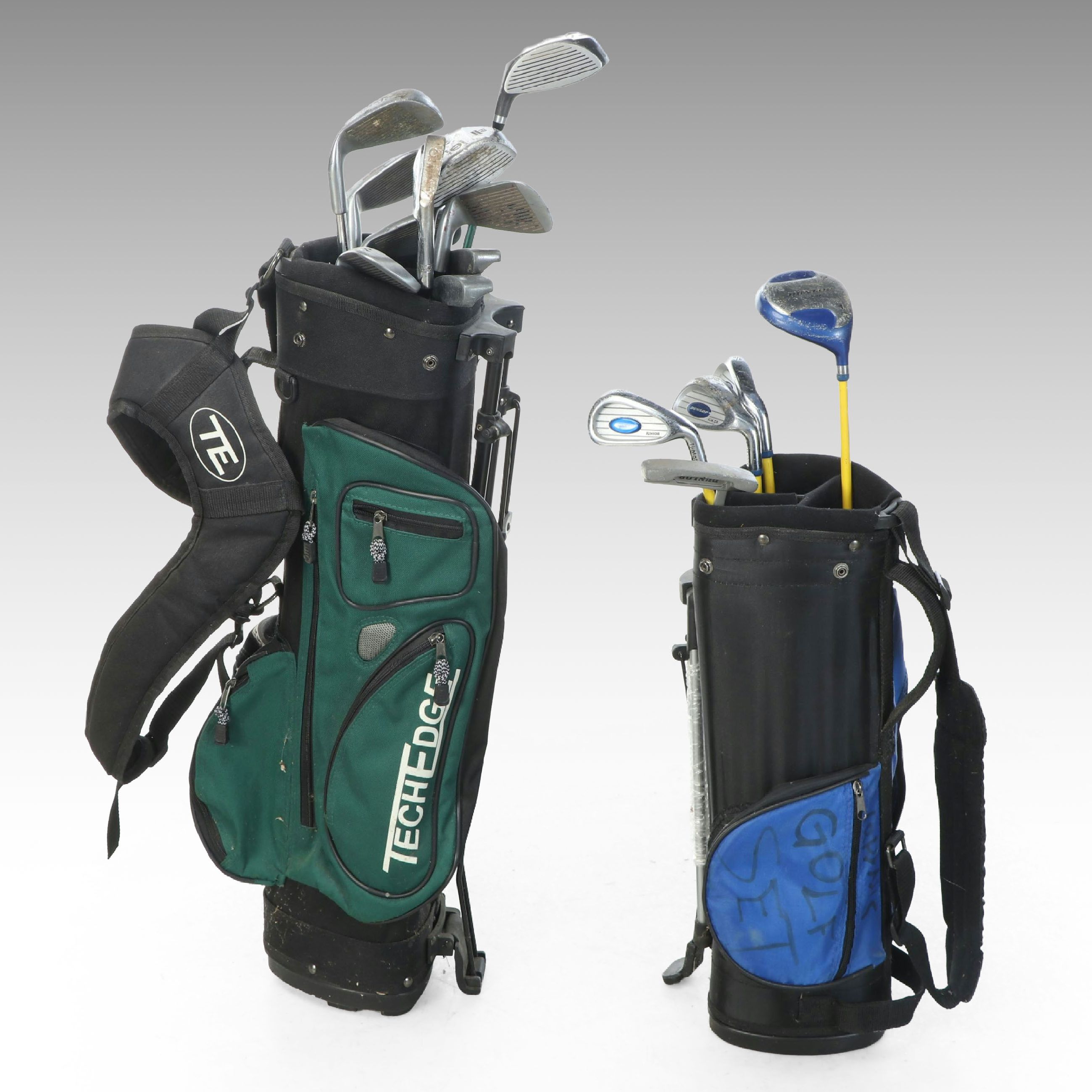 Tech Edge "Junior Tour" with Dunlop and Other Child's Golf Clubs, Bags