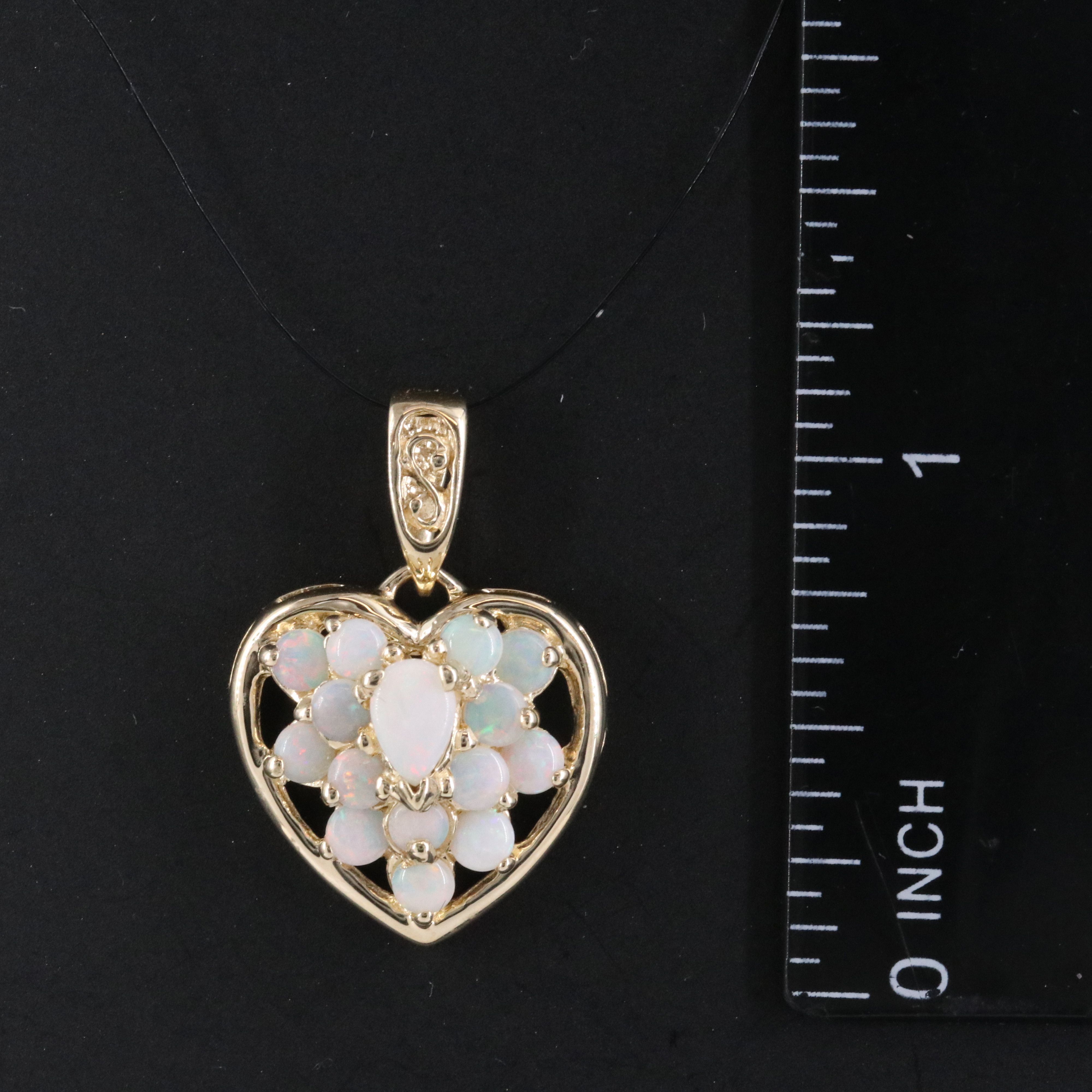 14K Opal Heart Pendant