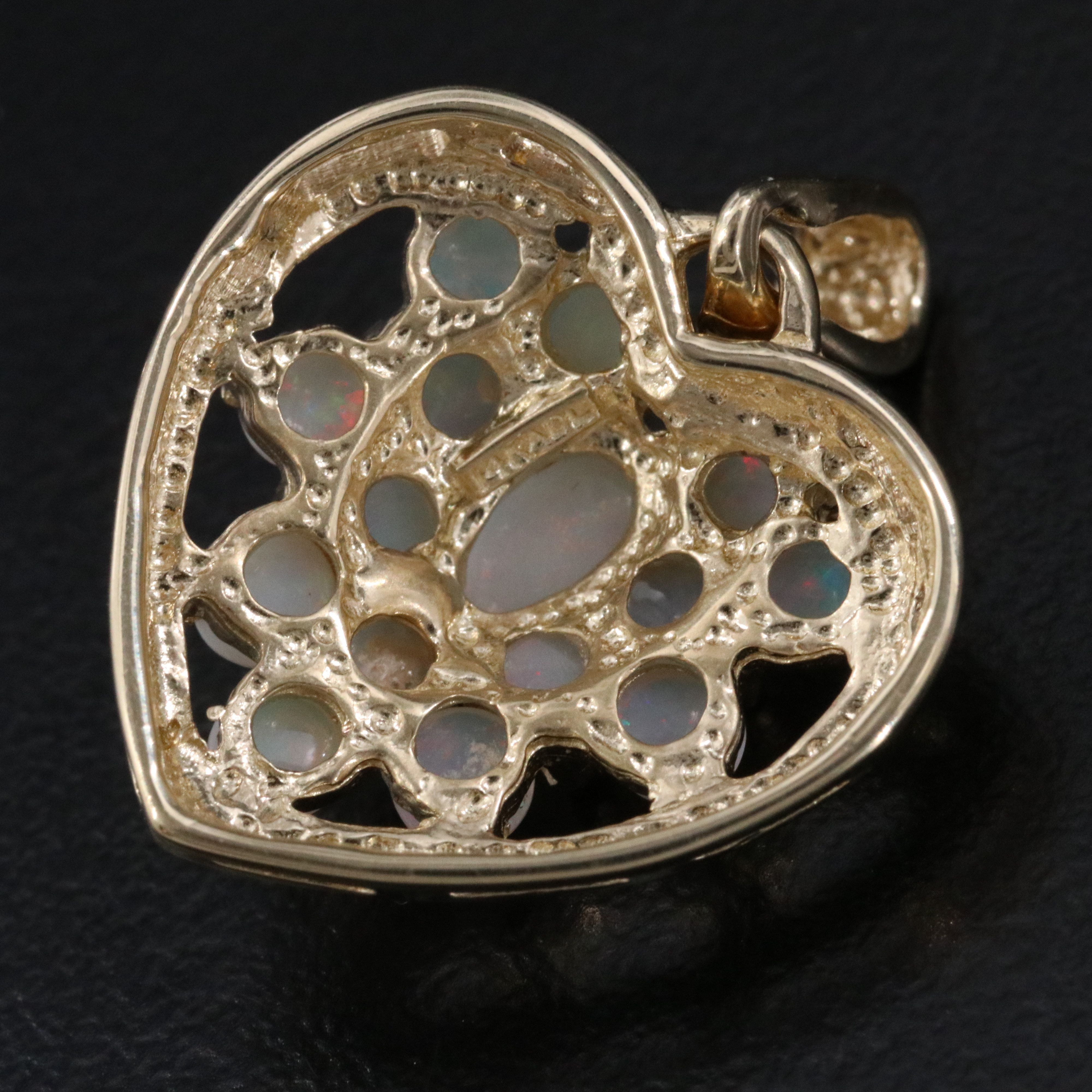 14K Opal Heart Pendant