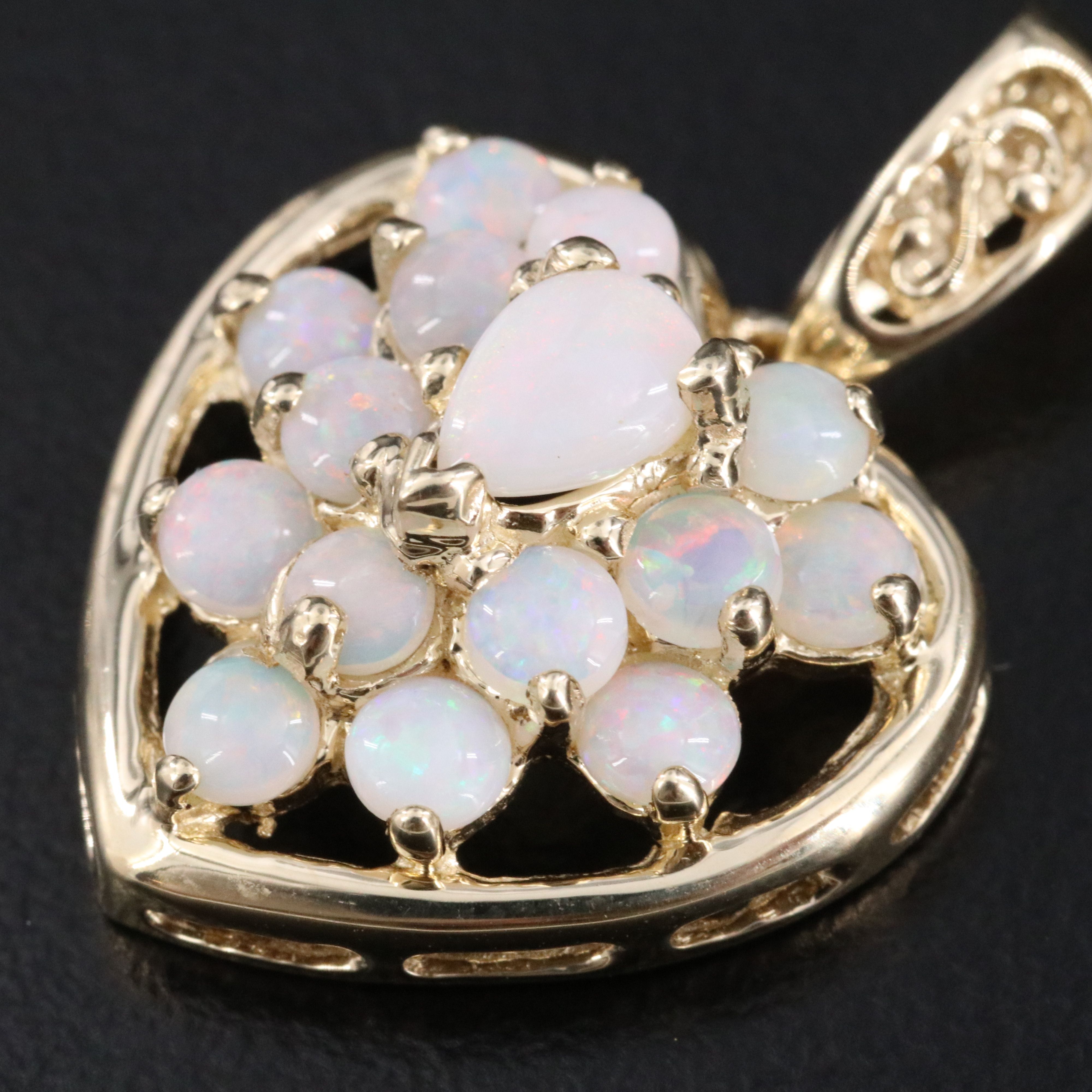 14K Opal Heart Pendant