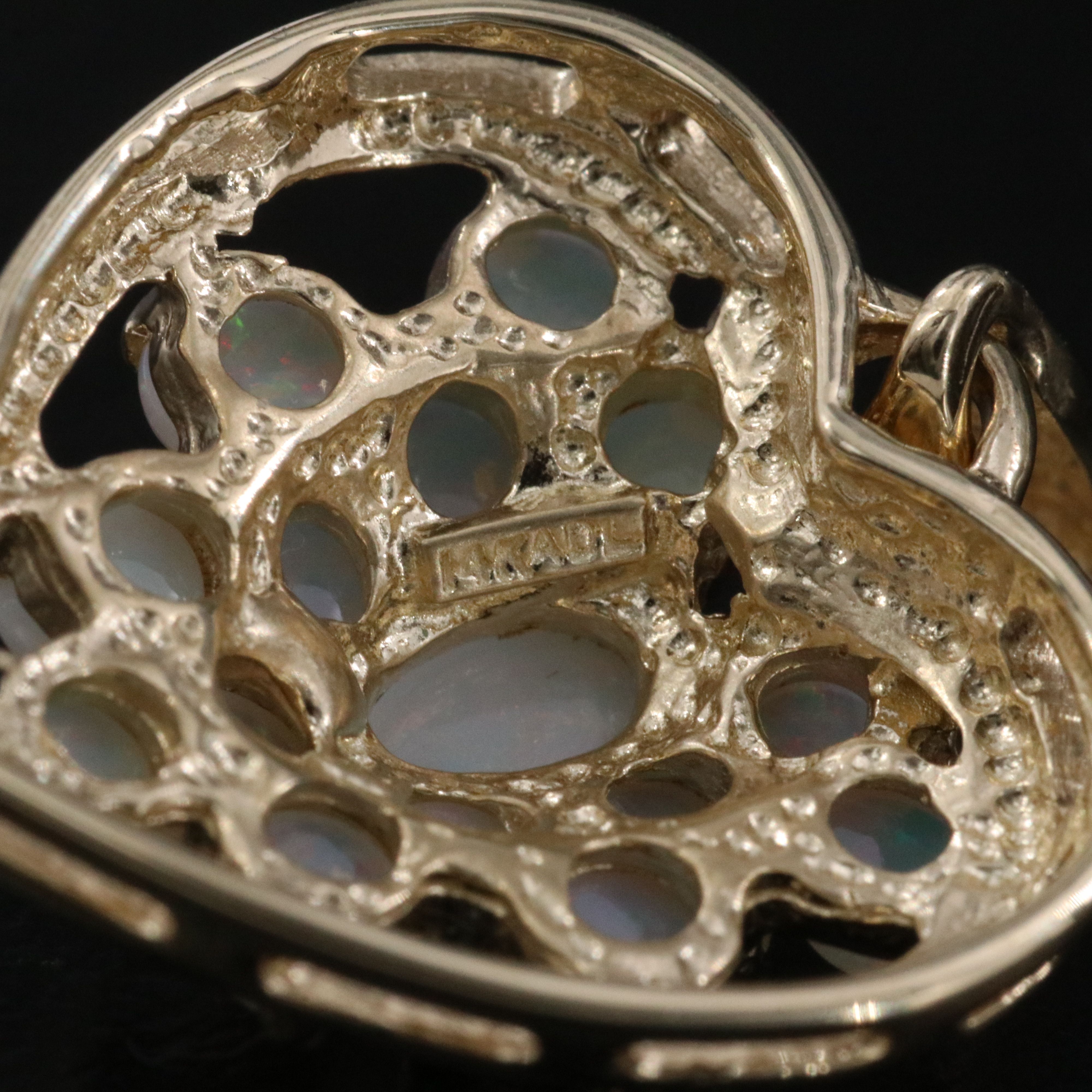 14K Opal Heart Pendant