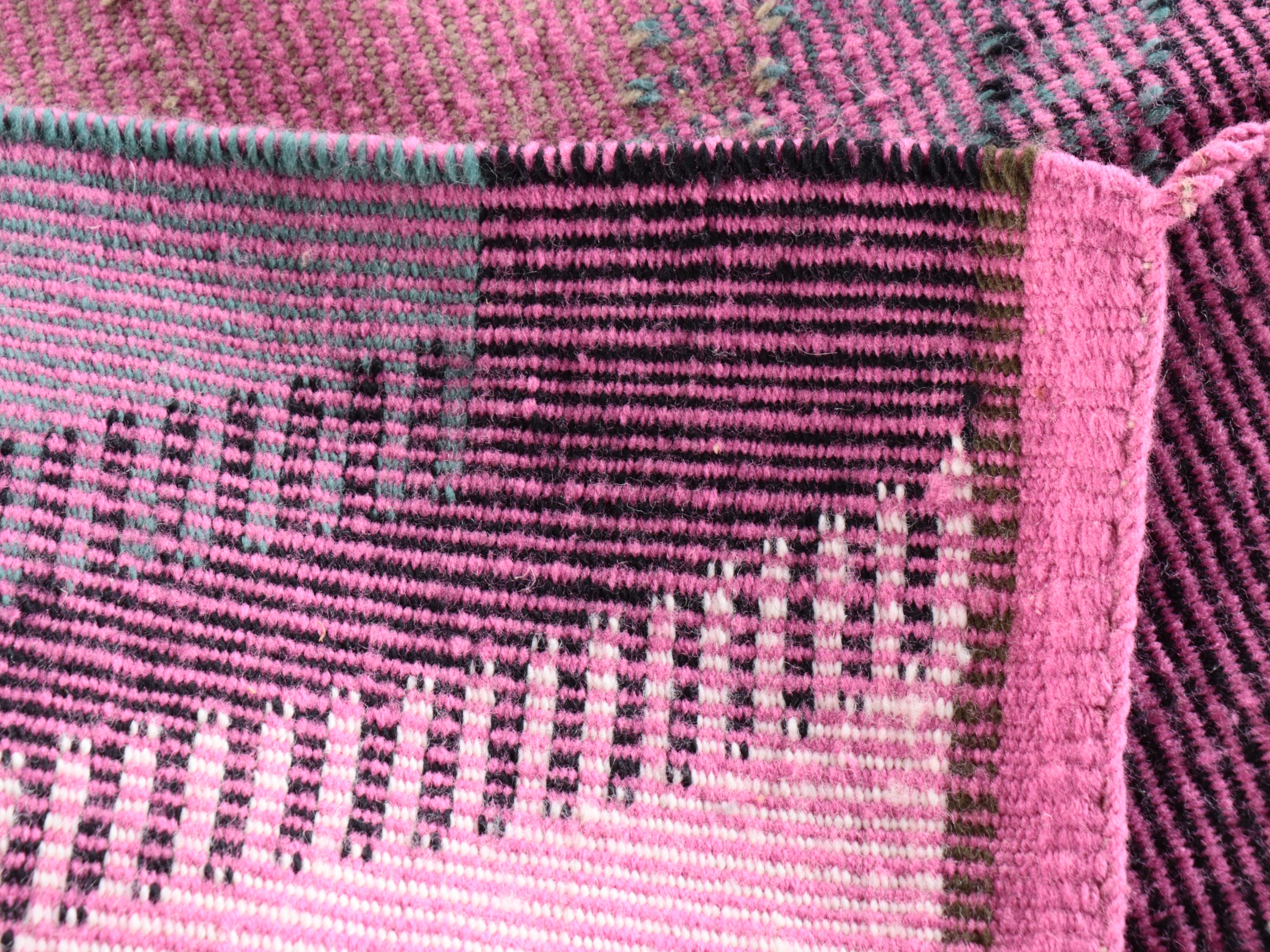 2'2 x 4'1 Handwoven Pink and Purple Navajo Modern Style Geometric Accent Rug