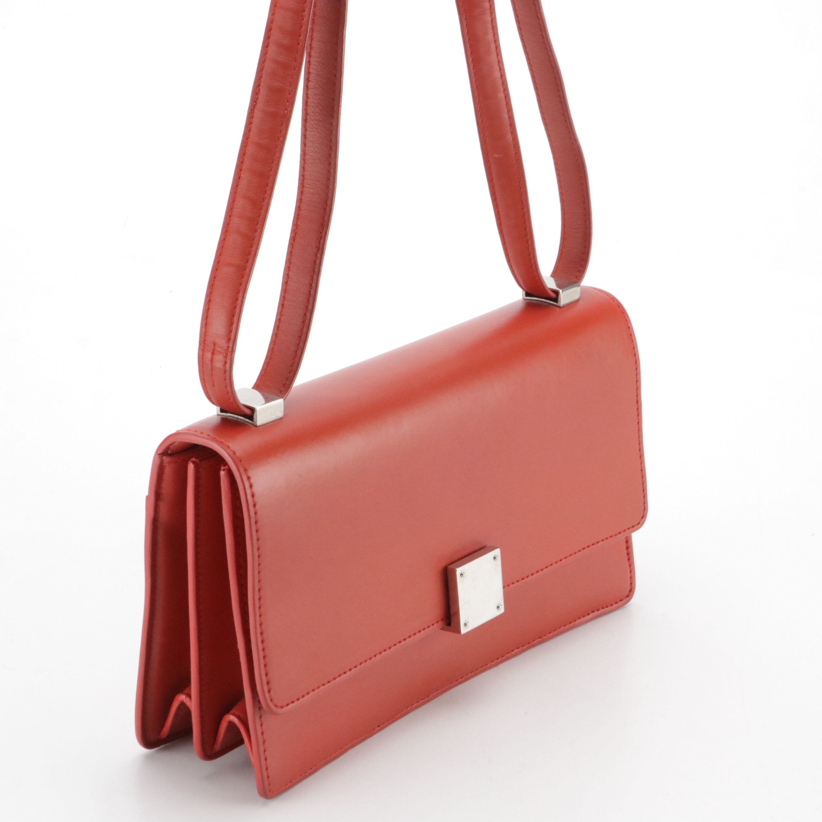 Céline Medium Case Front Flap Shoulder Bag in Red Leather