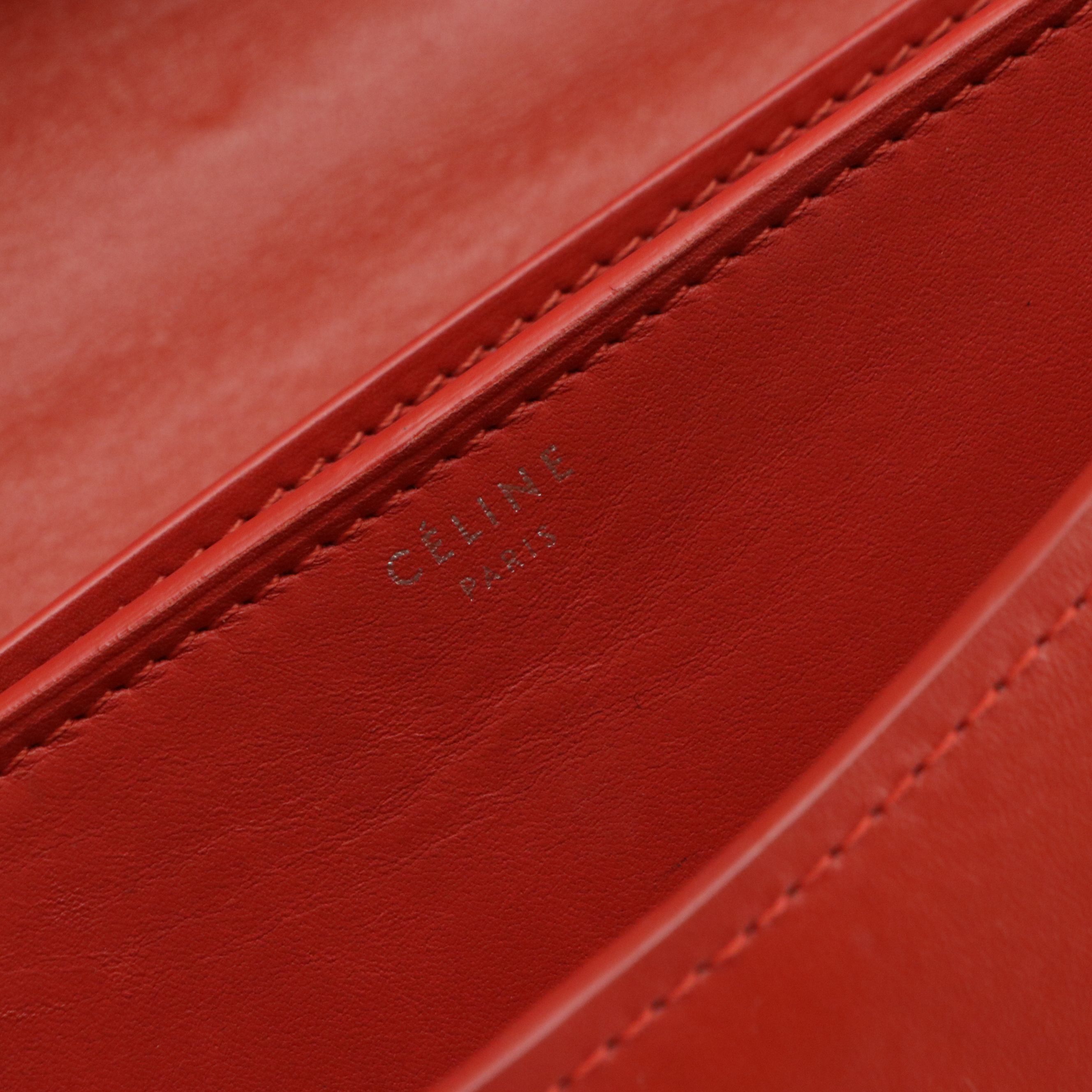 Céline Medium Case Front Flap Shoulder Bag in Red Leather