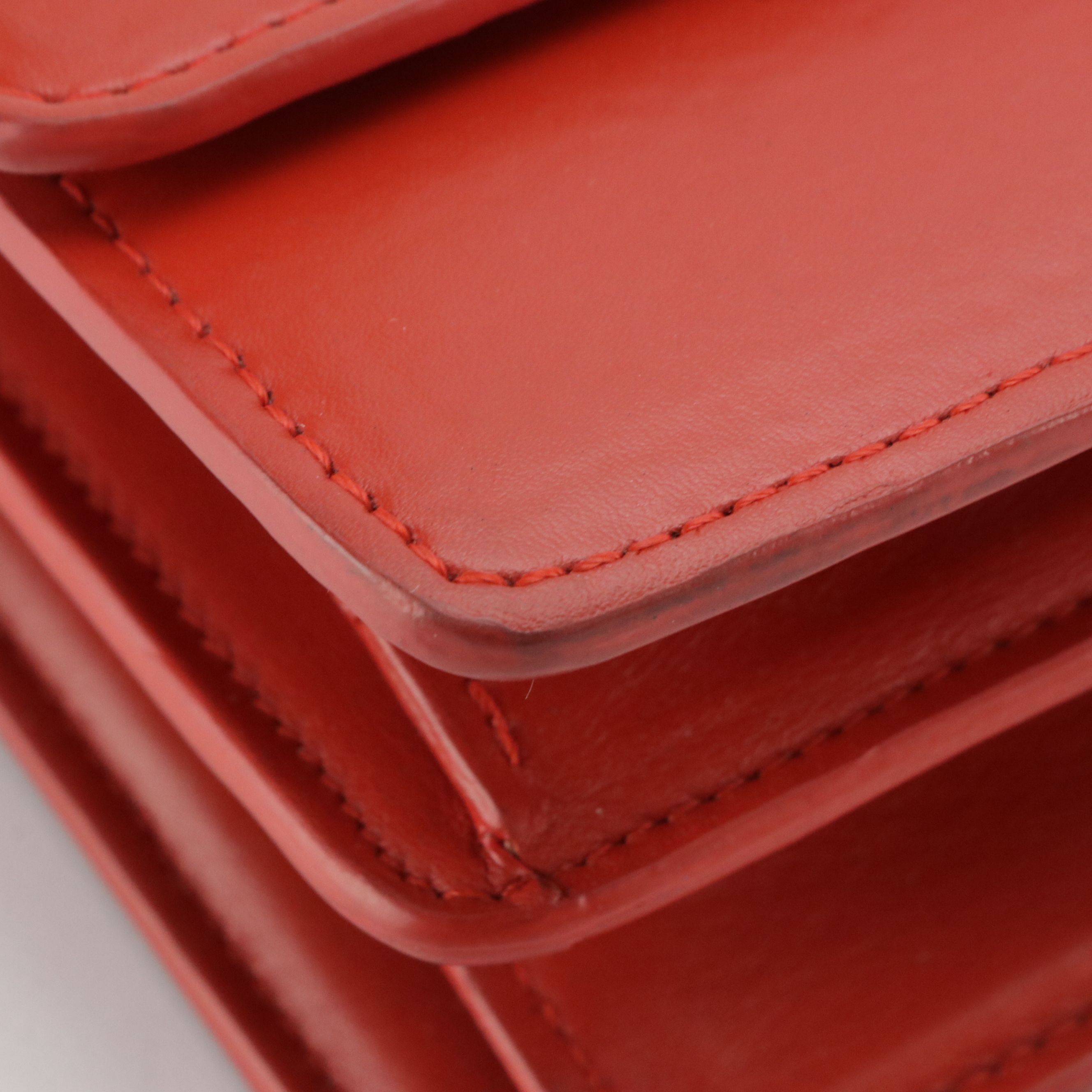 Céline Medium Case Front Flap Shoulder Bag in Red Leather