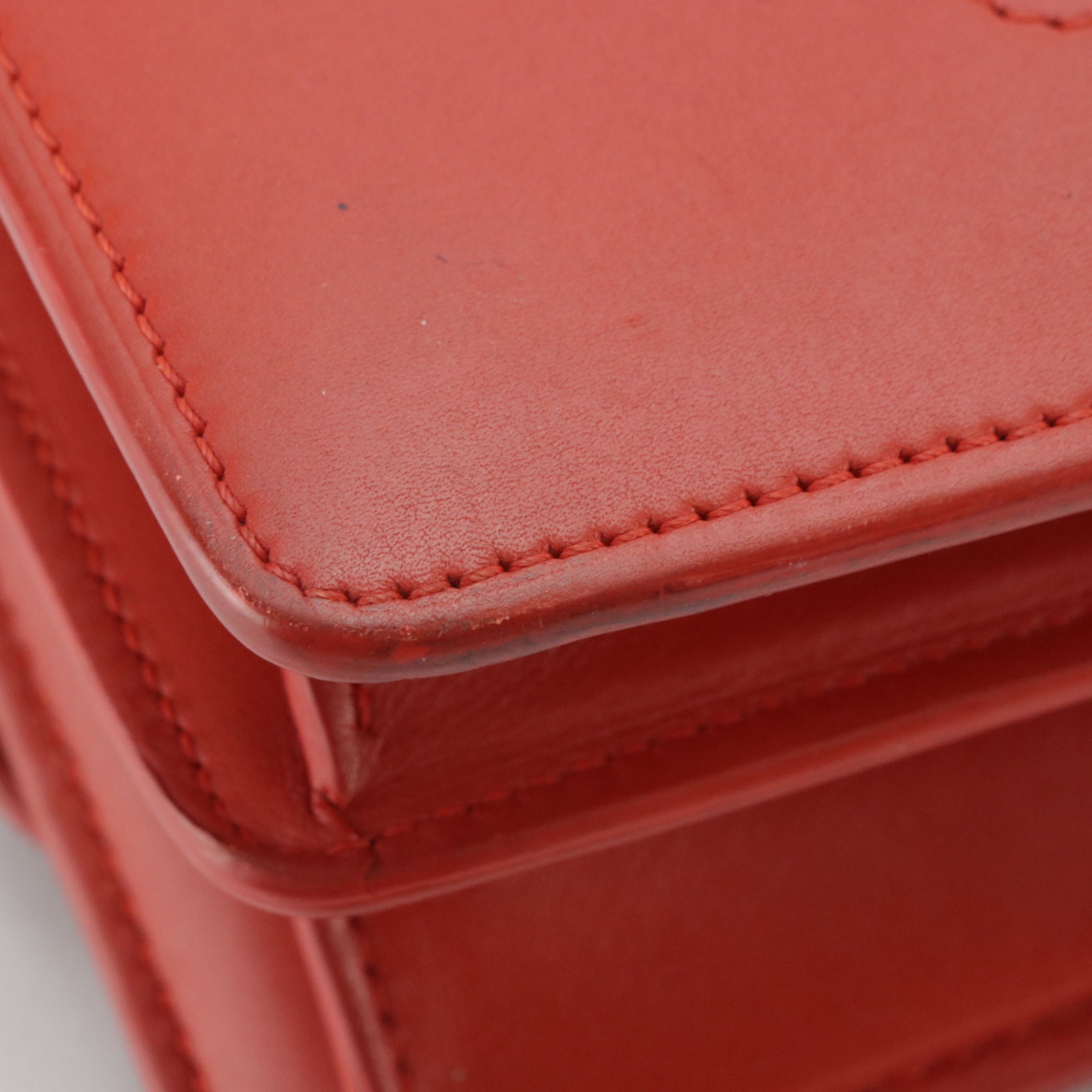 Céline Medium Case Front Flap Shoulder Bag in Red Leather