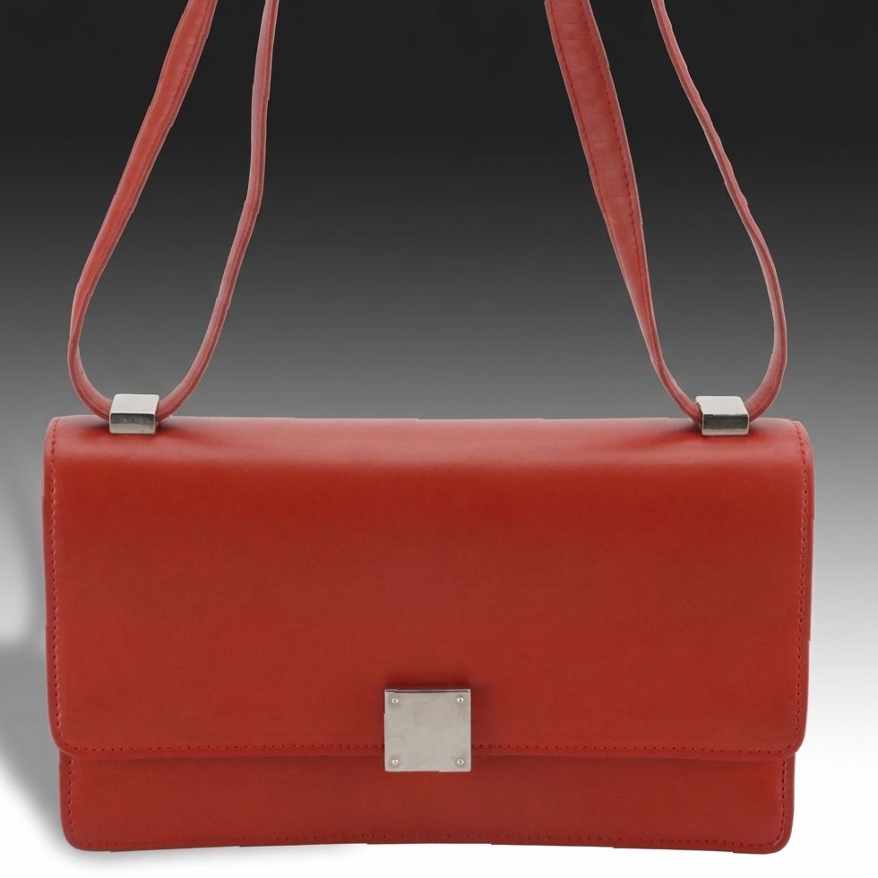 Céline Medium Case Front Flap Shoulder Bag in Red Leather