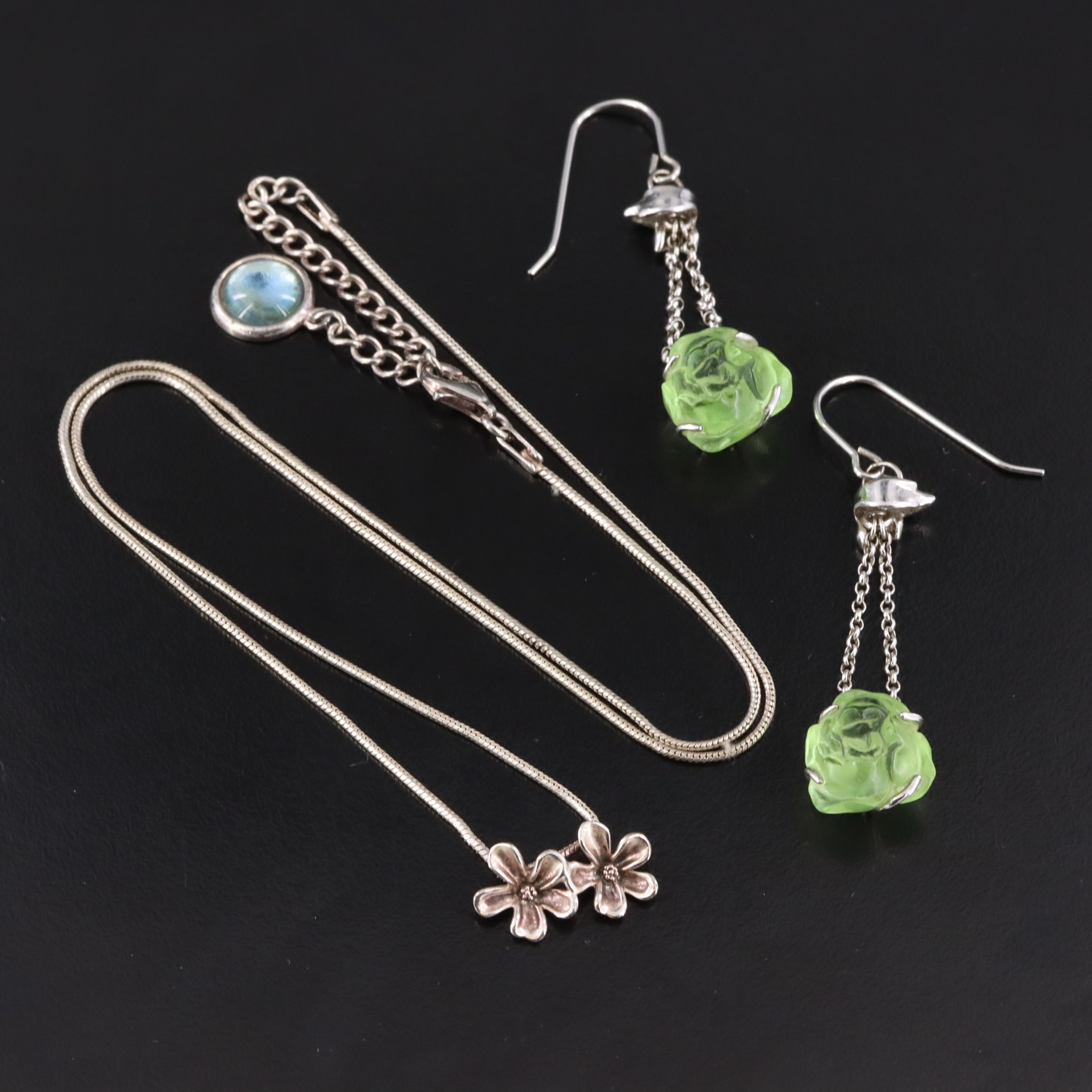 Sterling Floral Necklace and Earrings