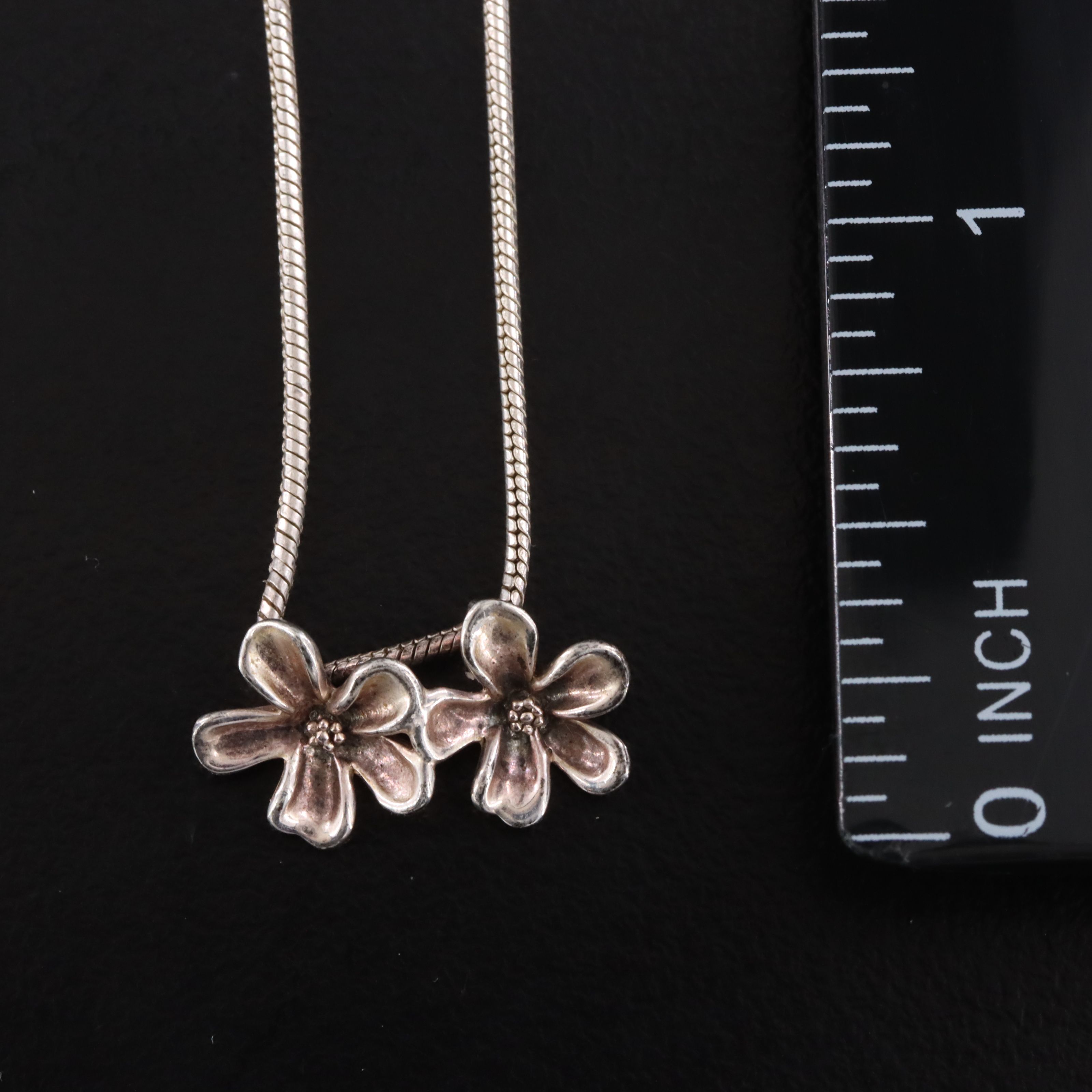 Sterling Floral Necklace and Earrings