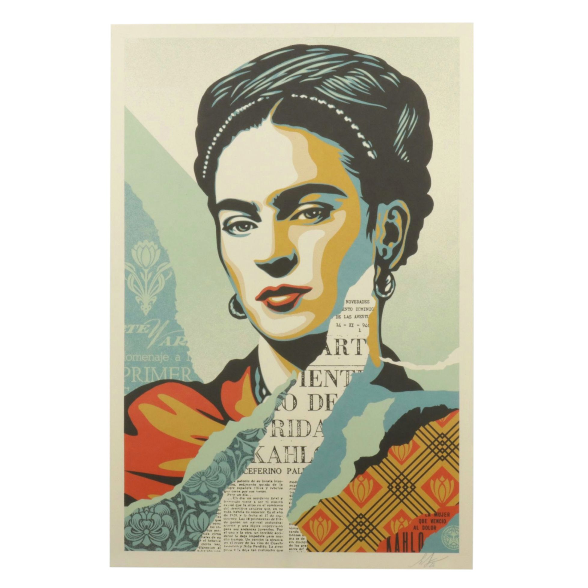 Shepard Fairey Offset Lithograph "The Woman Who Defeated Pain (Frida Kahlo)"