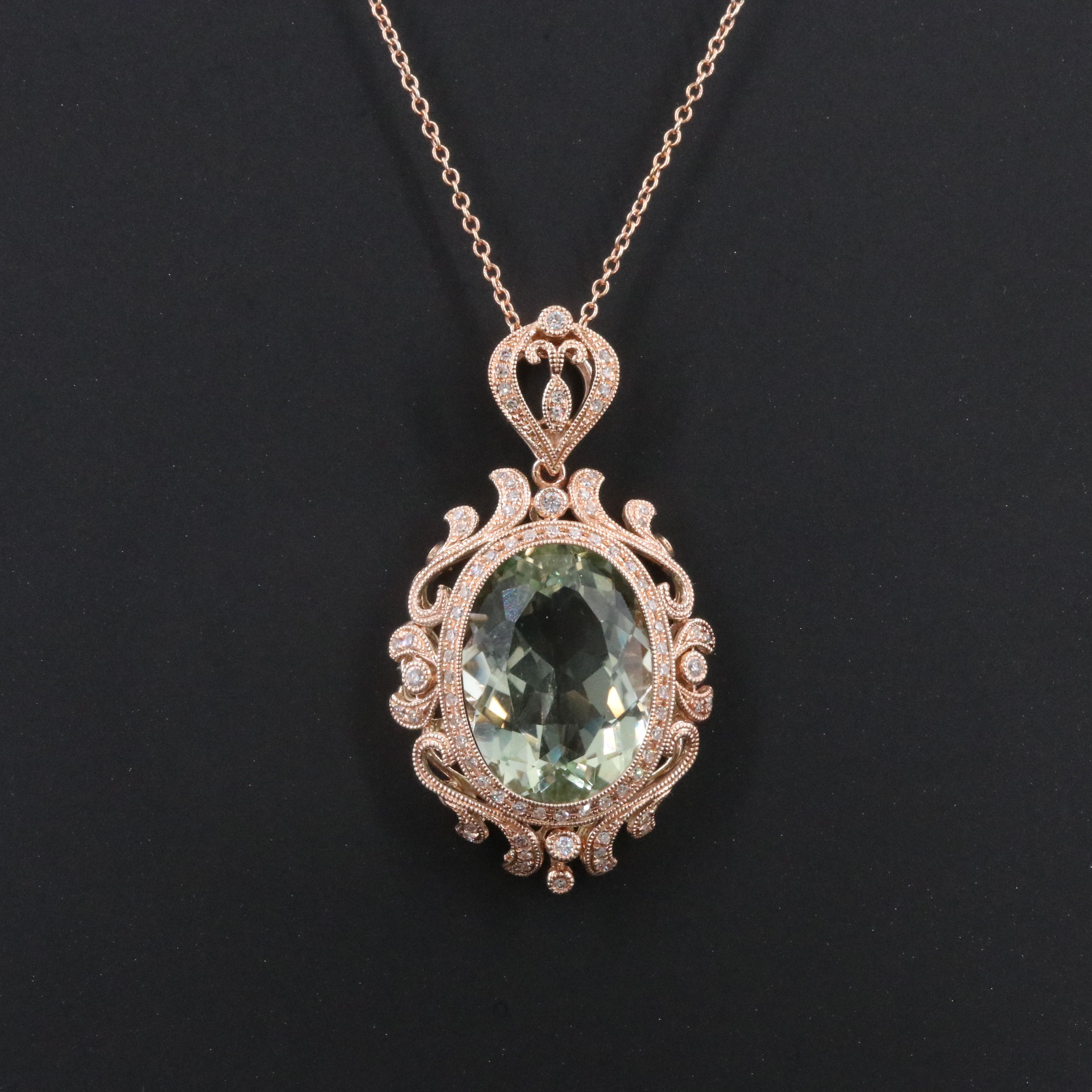 EFFY 14K Rose Gold 10.26 CT Prasiolite and Diamond Pendant Necklace