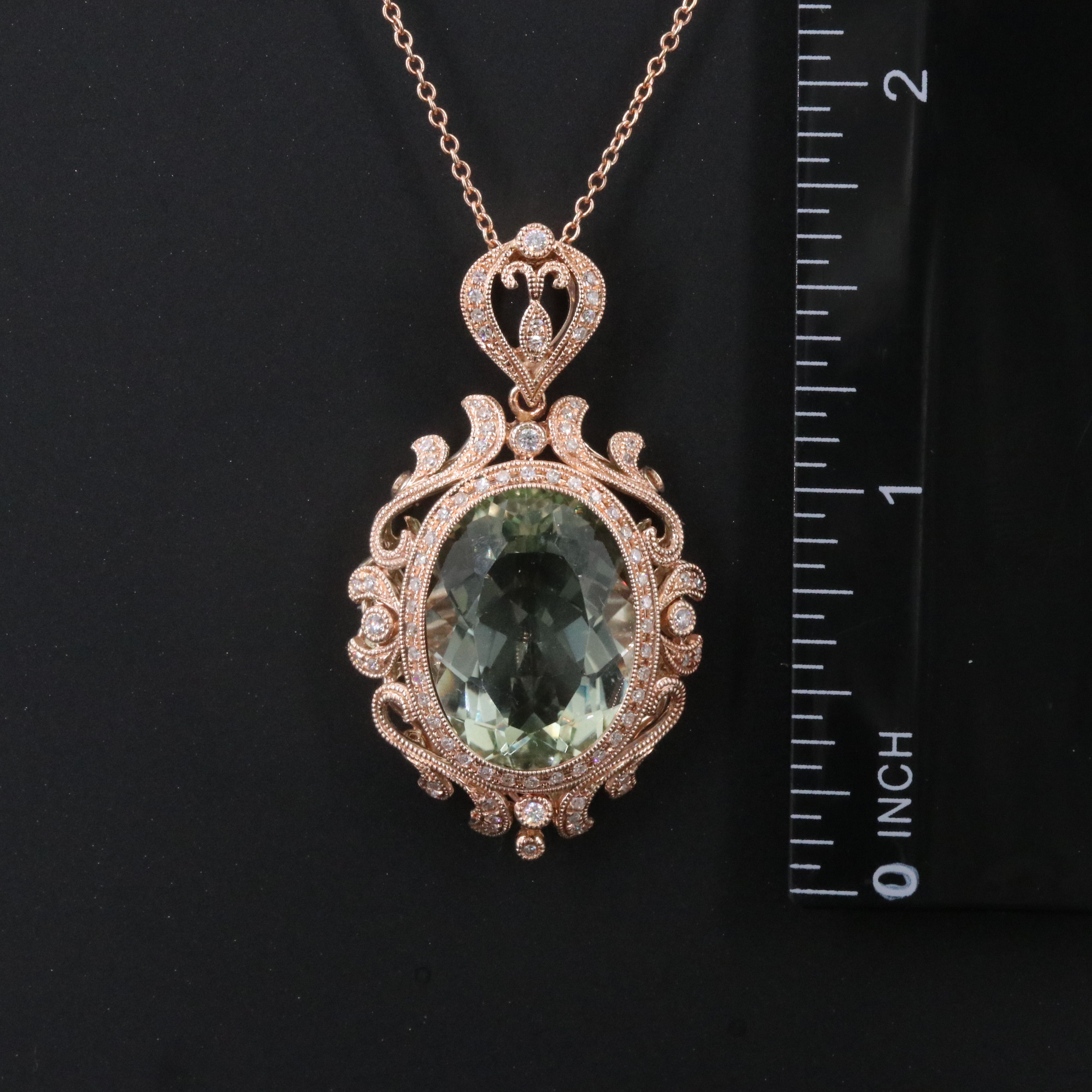 EFFY 14K Rose Gold 10.26 CT Prasiolite and Diamond Pendant Necklace