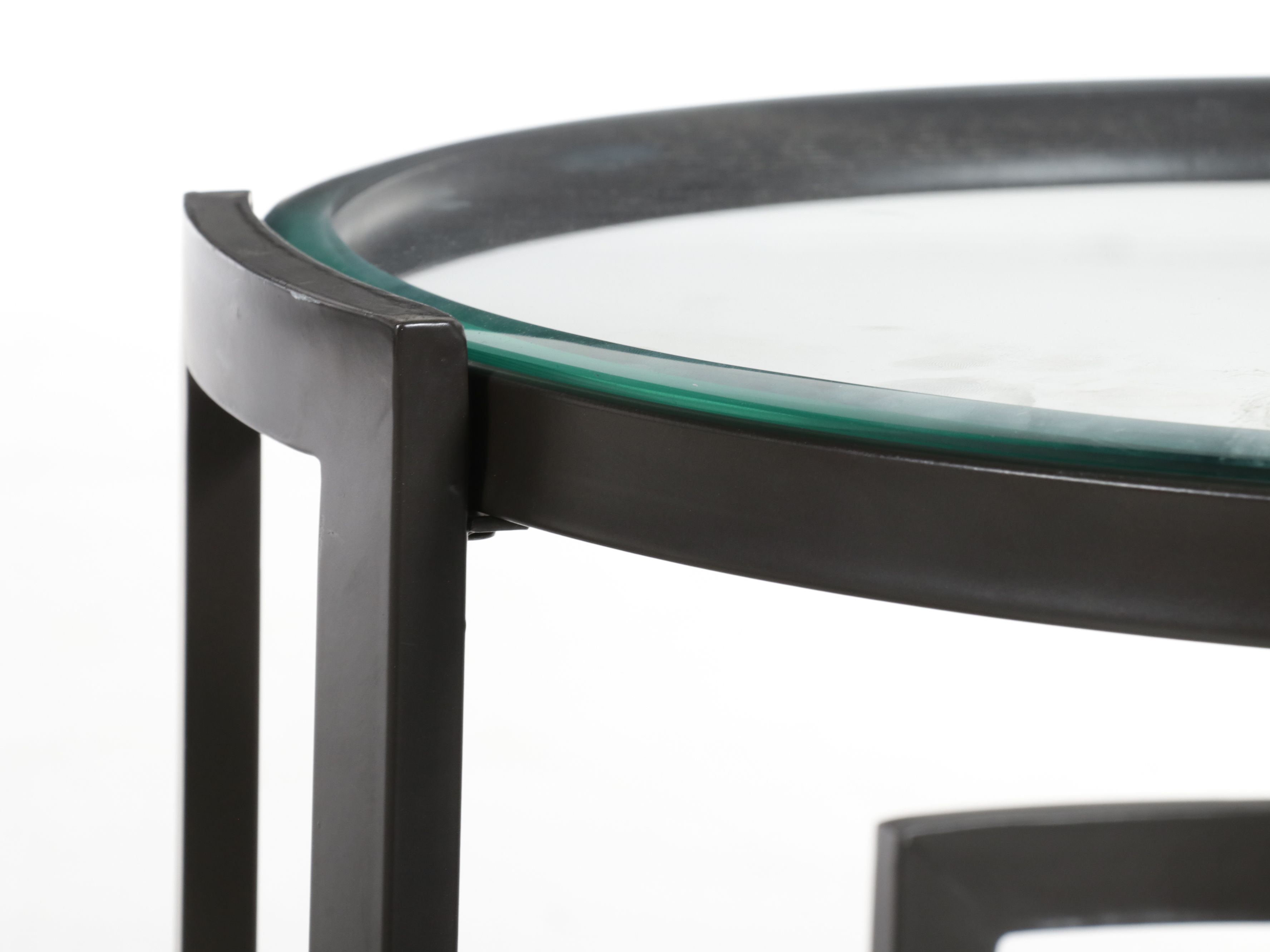 Pair of Contemporary Geometric "Maze" Glass-Top Side Tables, 21st Century