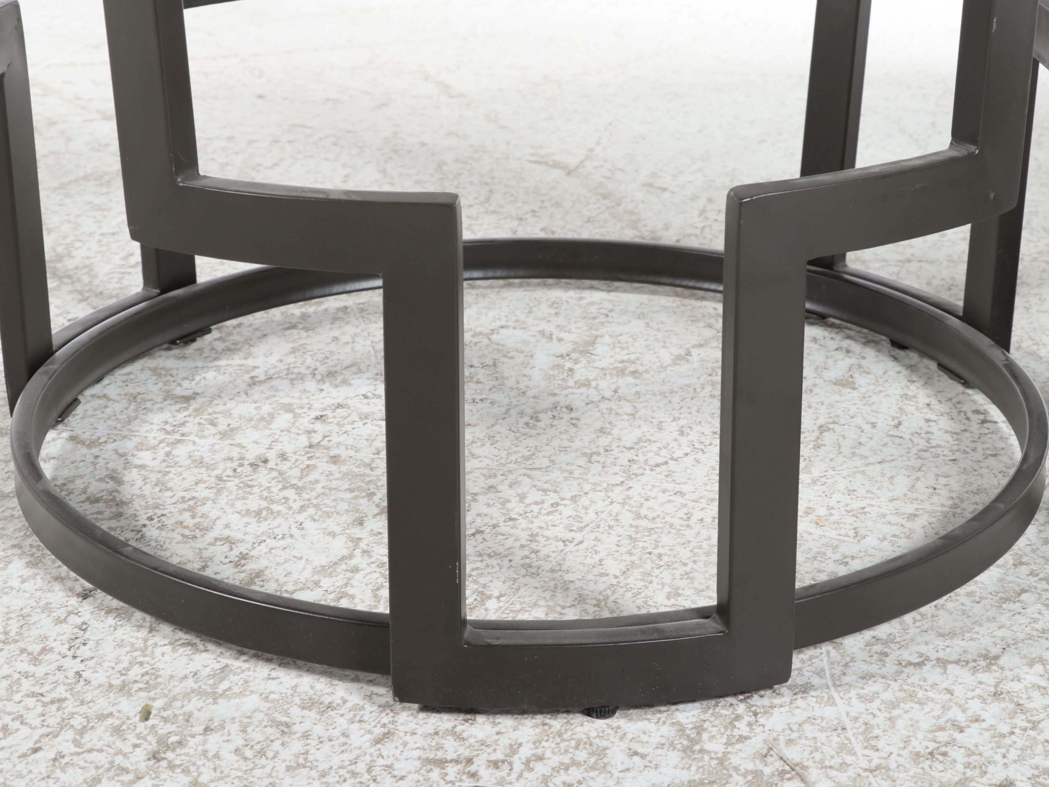 Pair of Contemporary Geometric "Maze" Glass-Top Side Tables, 21st Century