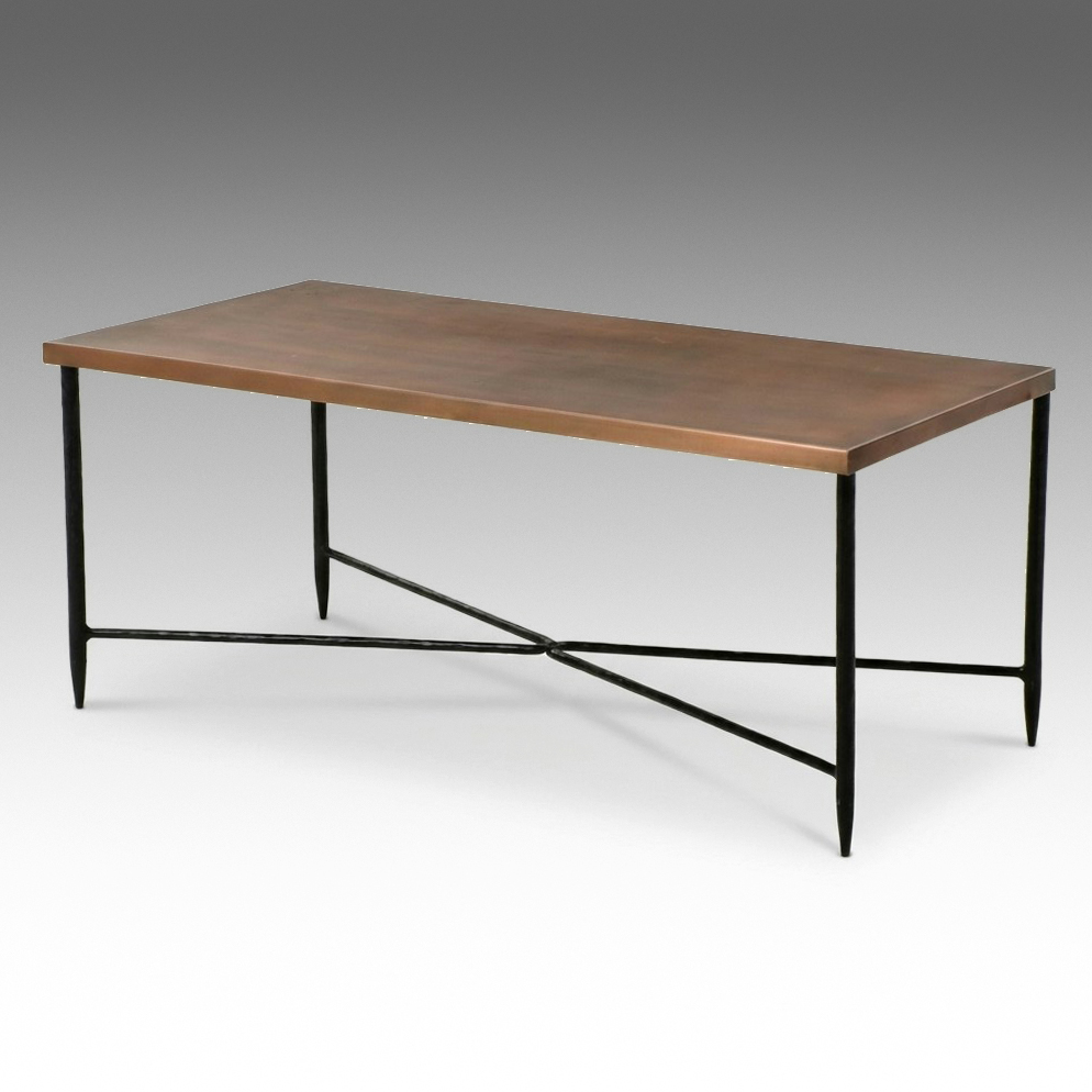 Industrial Modern Iron and Bronzed Finish Metal Coffee Table