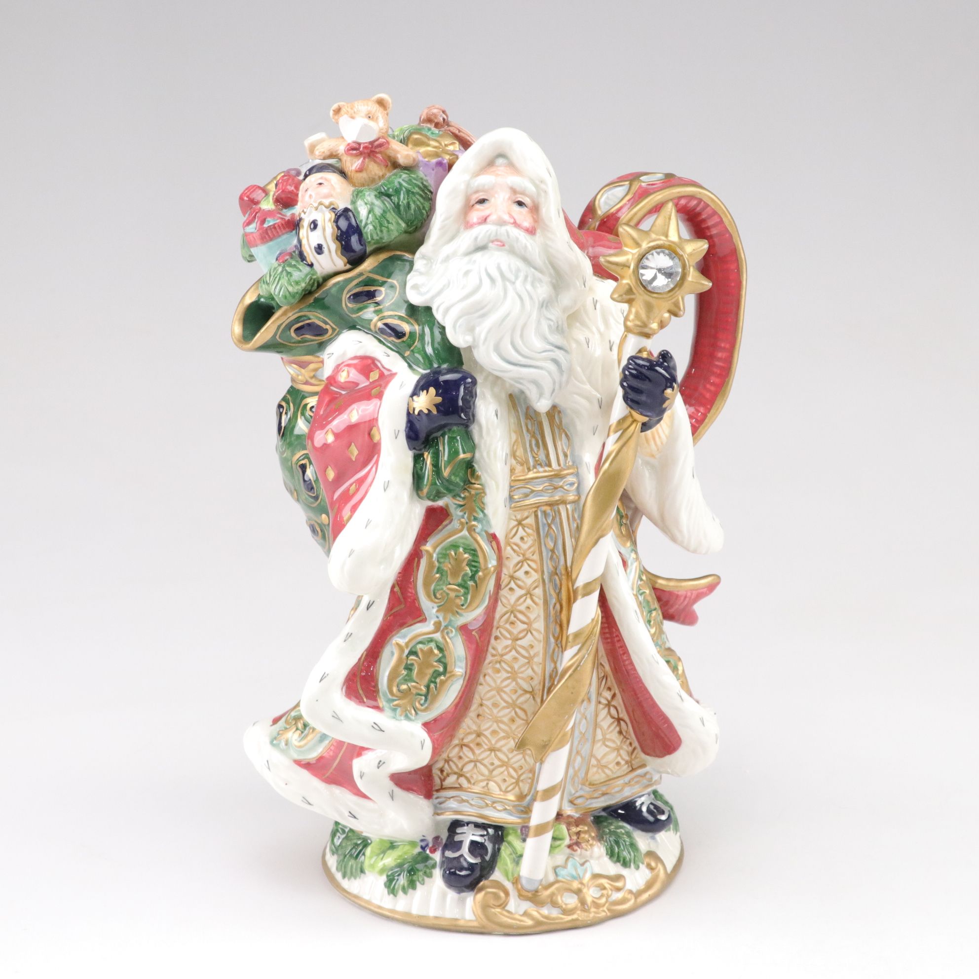 Fitz & Floyd Florentine Christmas Pitcher and Santa Tealight Candle Holders