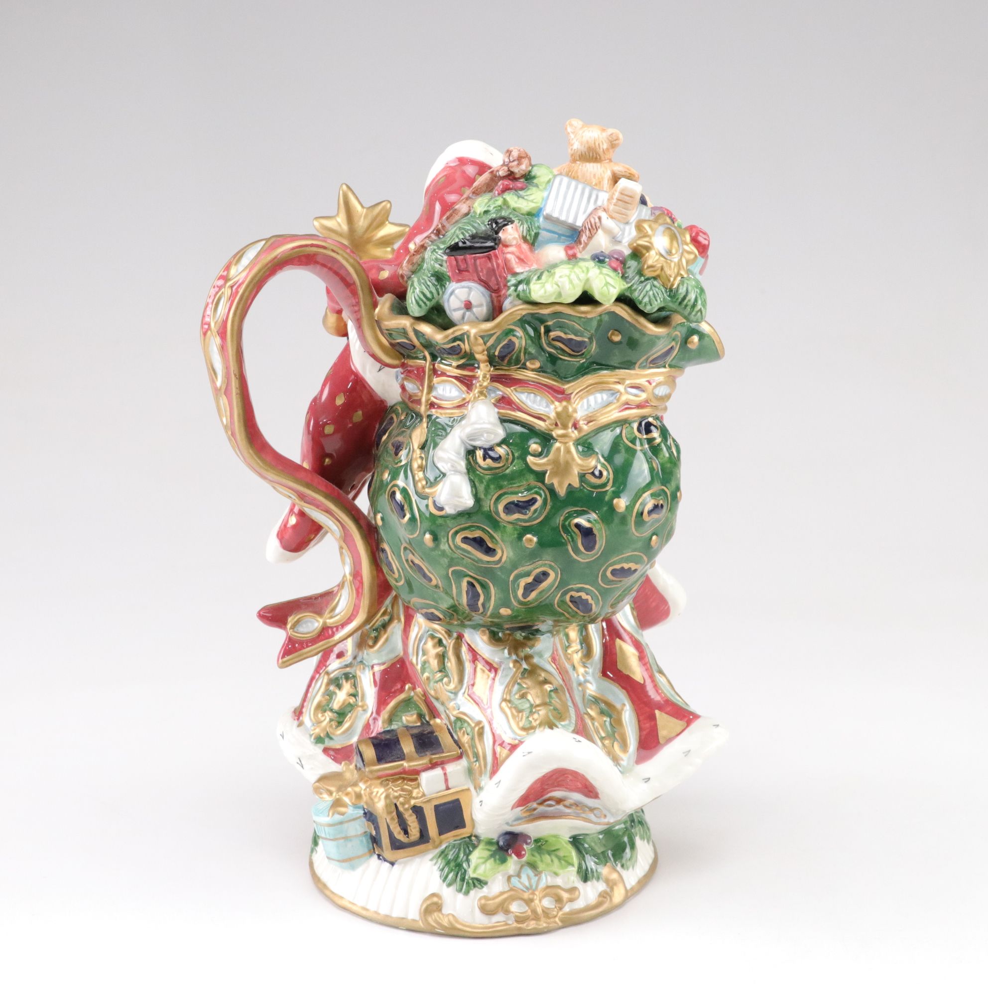 Fitz & Floyd Florentine Christmas Pitcher and Santa Tealight Candle Holders