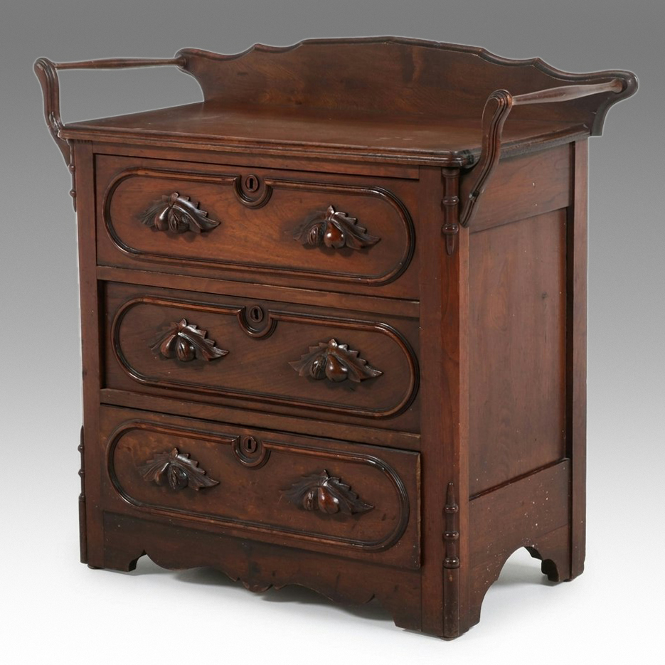 American Renaissance Revival Walnut "Wishbone" Commode, Mid to Late 19th Century