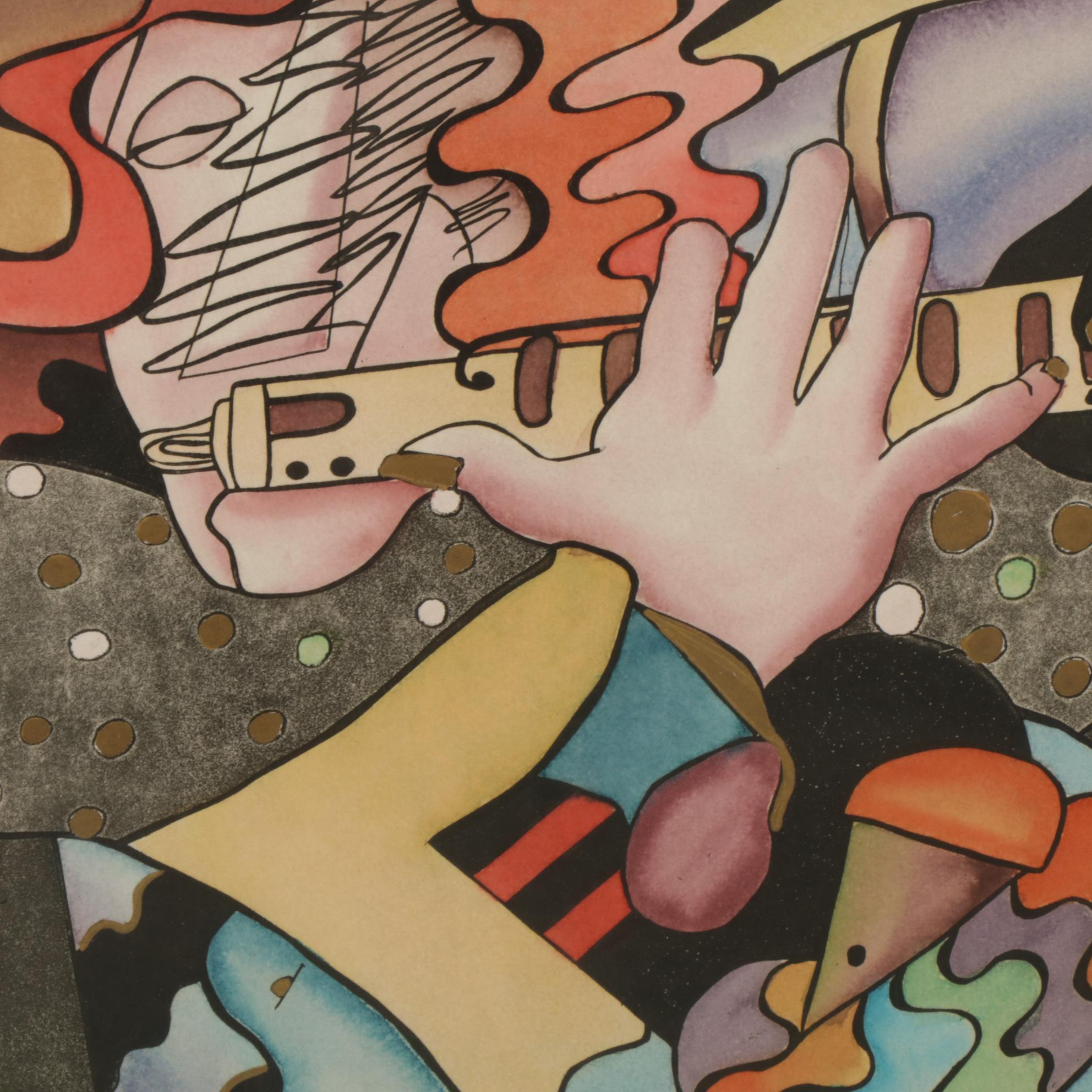 Antonio Modernist Lithograph "On the Town II," Late 20th Century