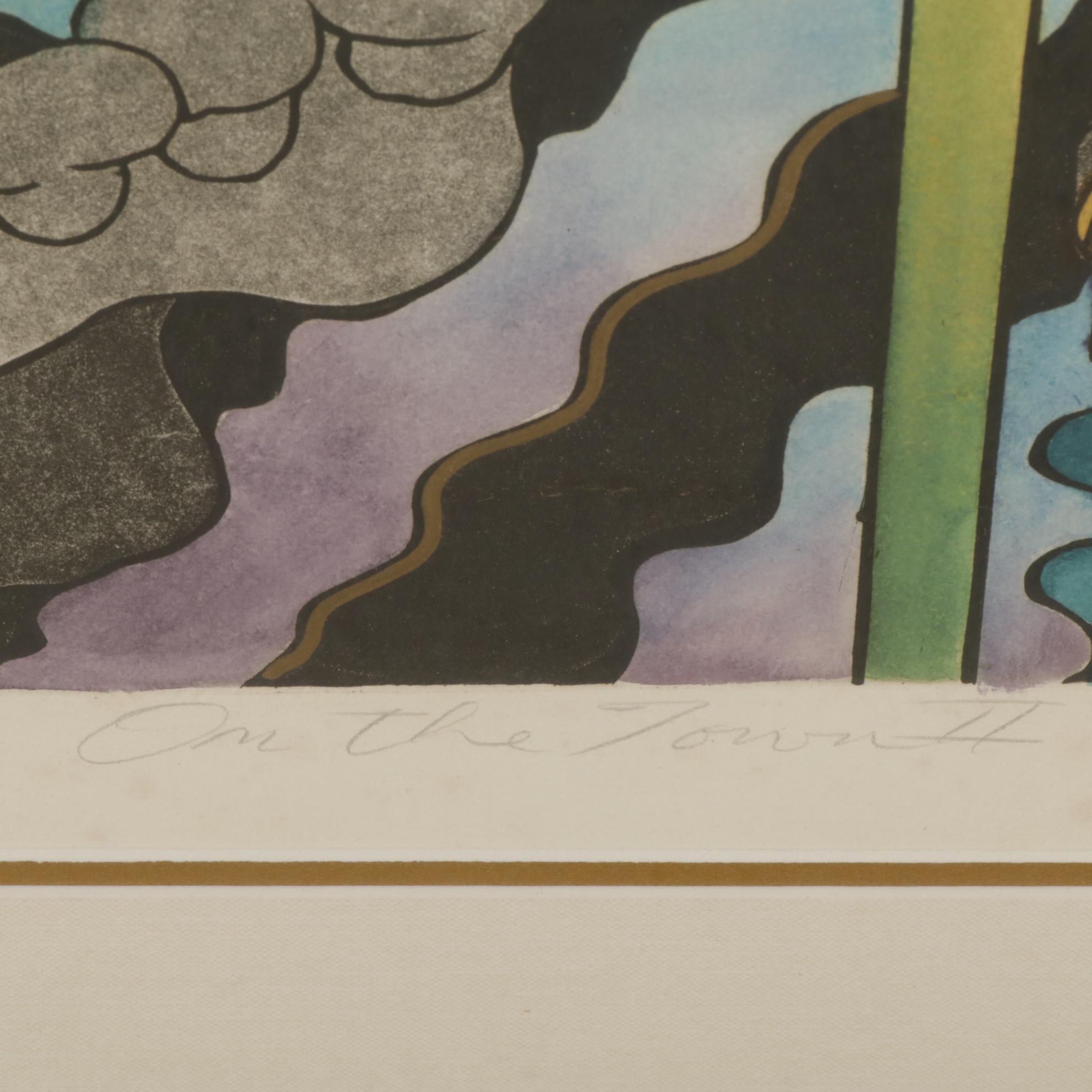 Antonio Modernist Lithograph "On the Town II," Late 20th Century