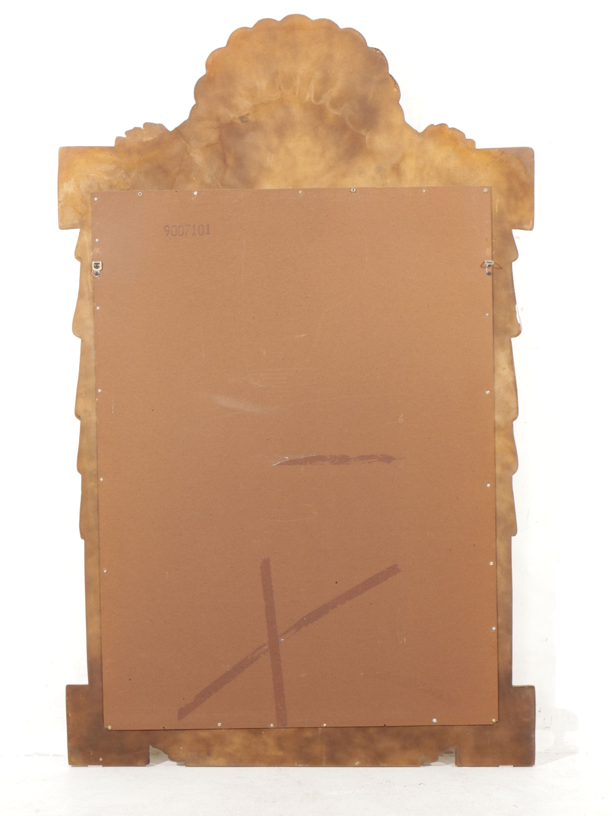 Neoclassical Ivory Colored Wall Mirror with Gilded Curtain Molding