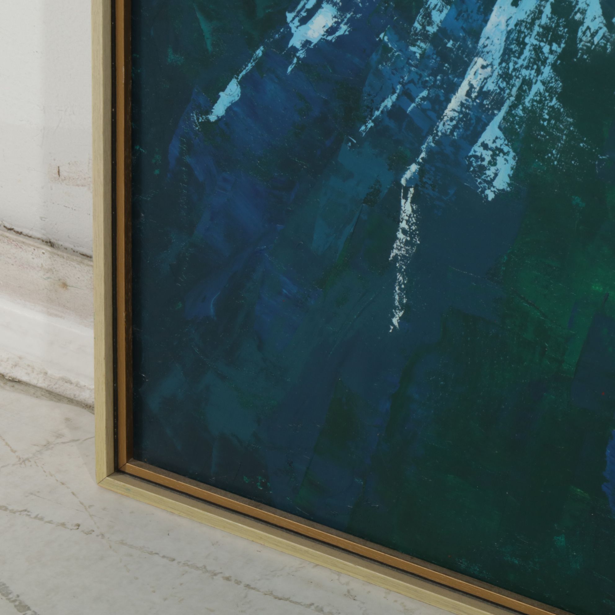 Roy Wolfe Abstract Oil Painting of Mountain Range Landscape, Late 20th Century