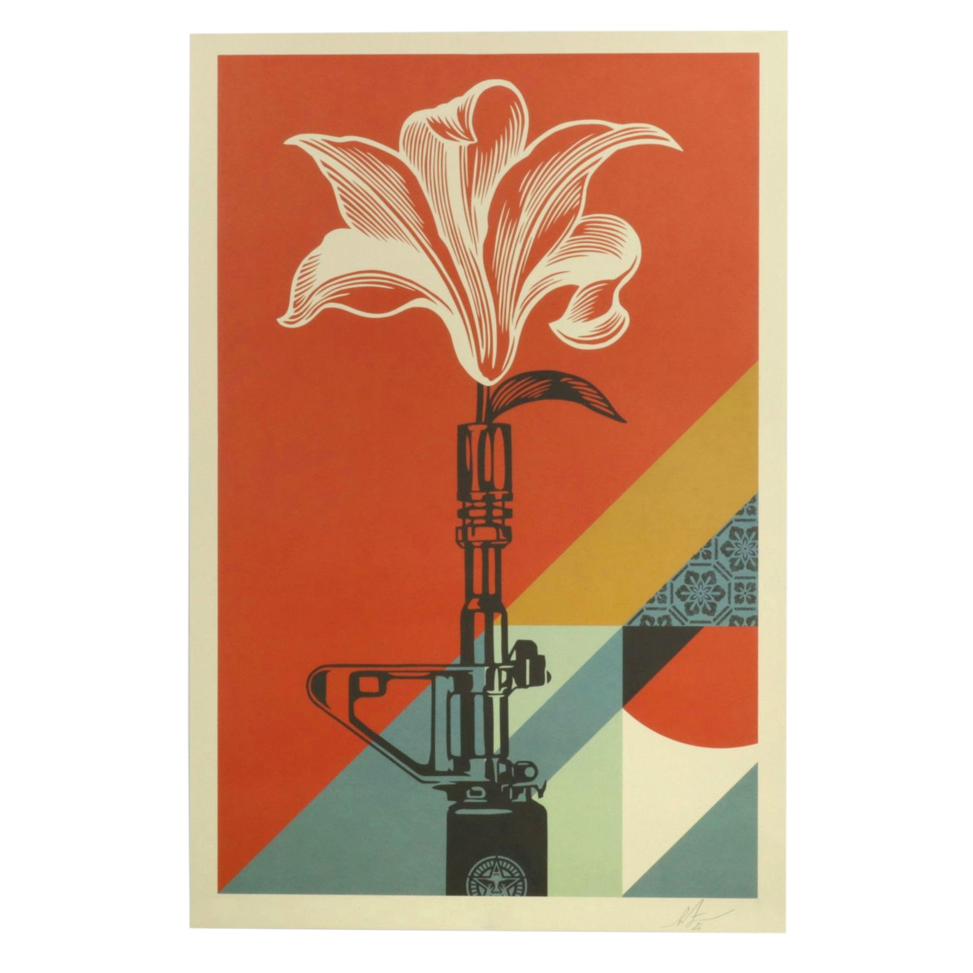 Shepard Fairey Offset Lithograph "AR-15 Lily", 2026