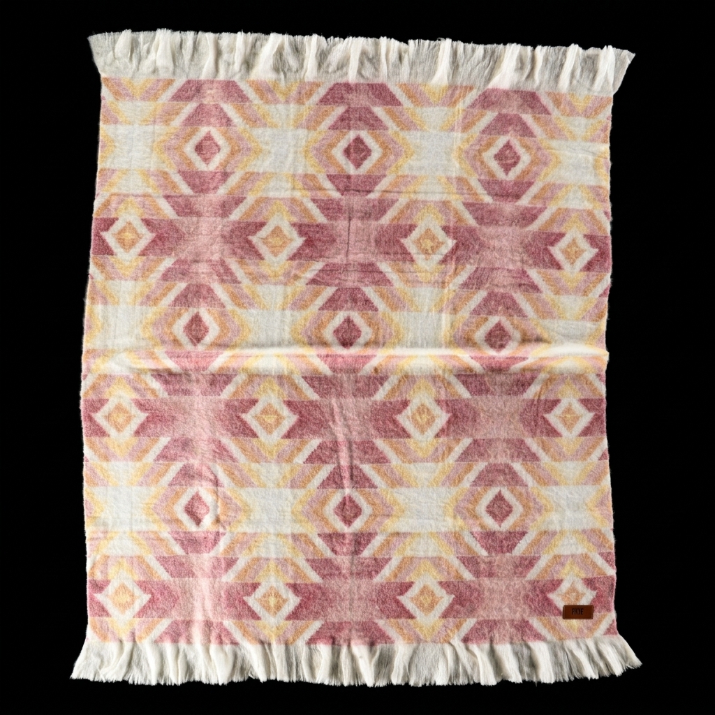 Frye Geometric and Striped Wool Blend Throw Blankets