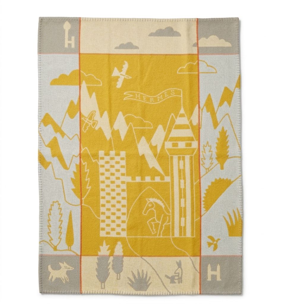 Hermès "Avalon Epopee" Merino Wool and Cashmere Throw Blanket
