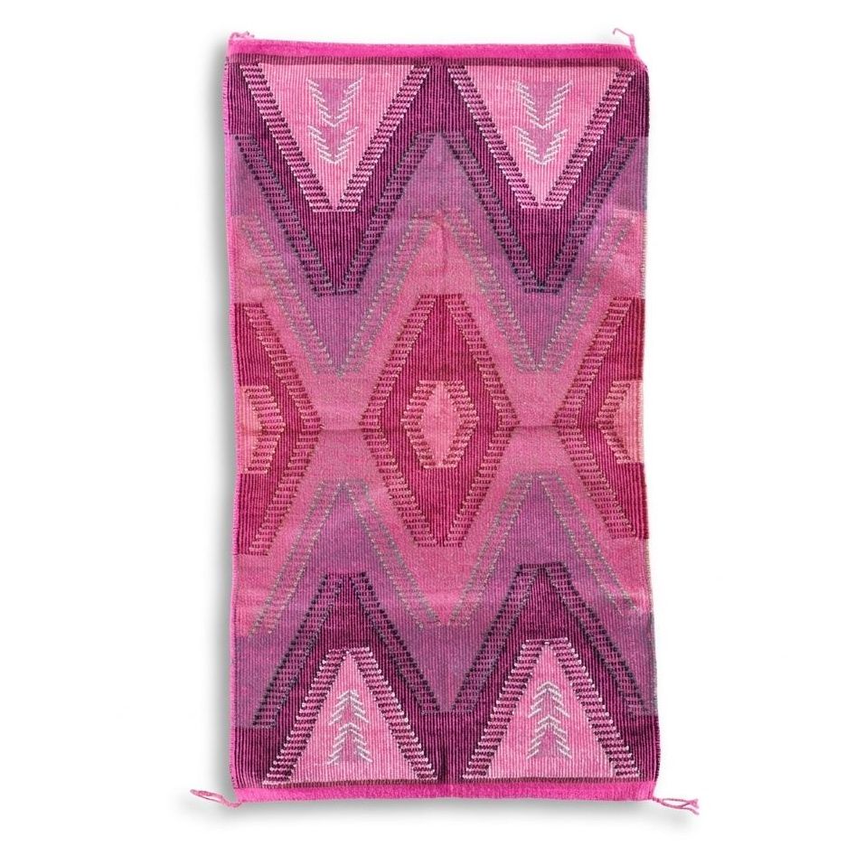 2'2 x 4'1 Handwoven Pink and Purple Navajo Modern Style Geometric Accent Rug