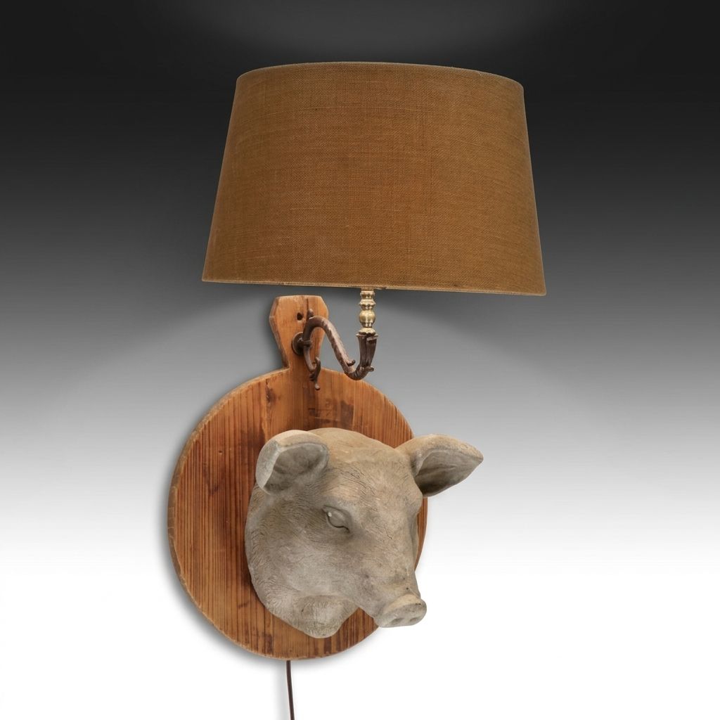 Mounted Pig Head Wall Lamp