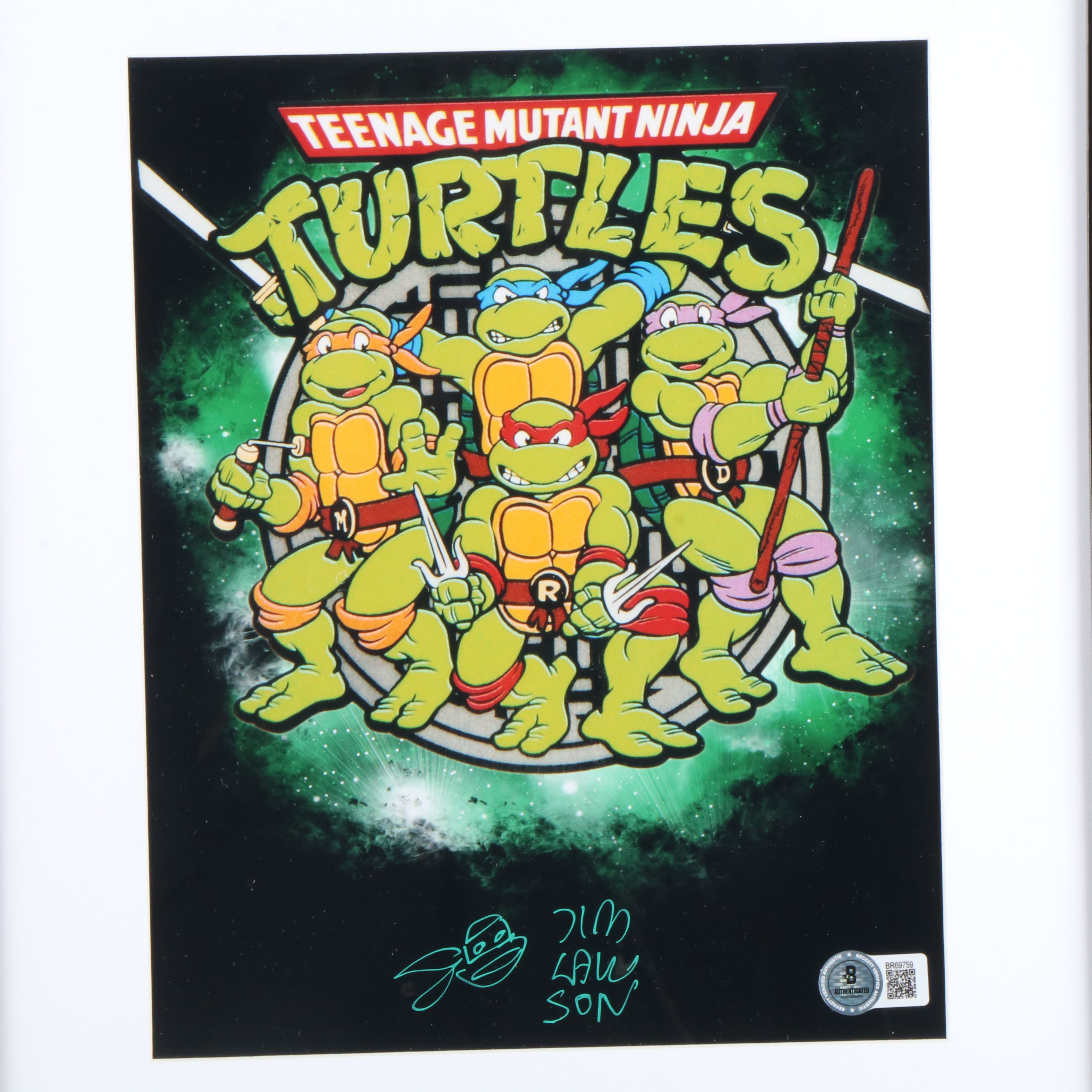 Jim Lawson Signed “Teenage Mutant Ninja Turtles” Print in Matted Frame, Beckett