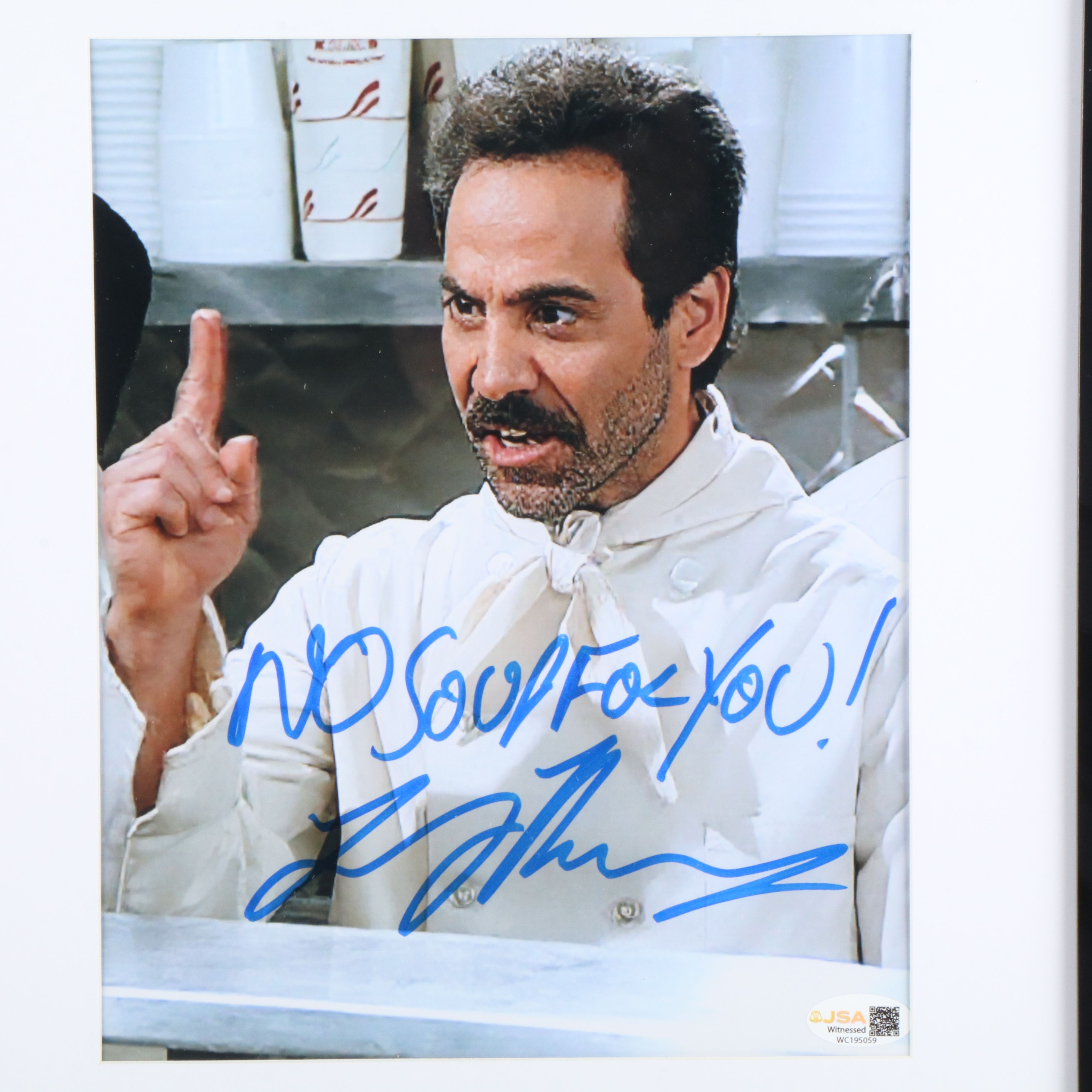 Larry Thomas Signed “No Soup For You!” Seinfeld Print in Matted Frame, JSA