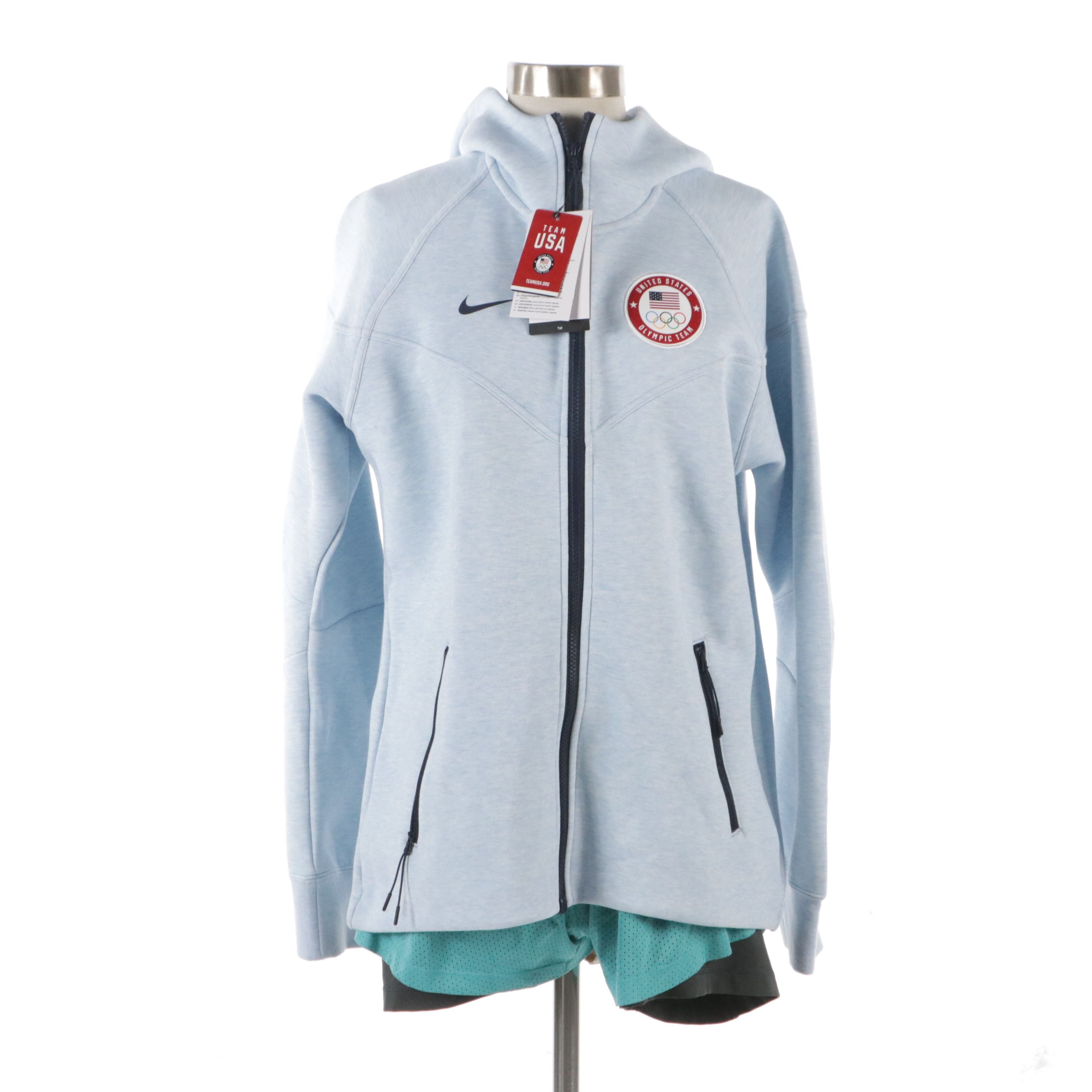 Nike USA Olympic Team Zip Jacket & Dri-Fit Compression Lined Running Shorts