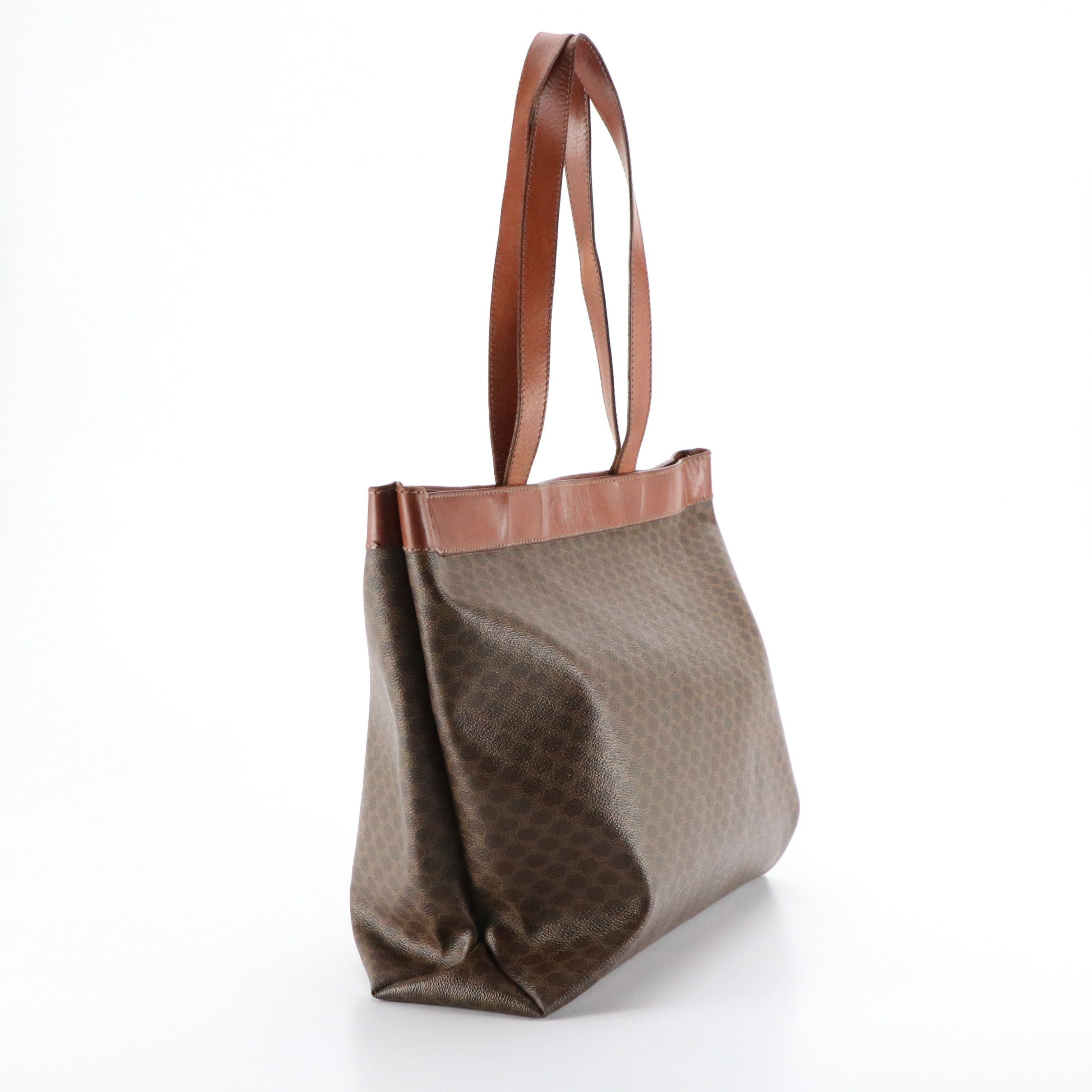 Celine Large Tote Bag in Dark Brown Macadam Canvas and Leather