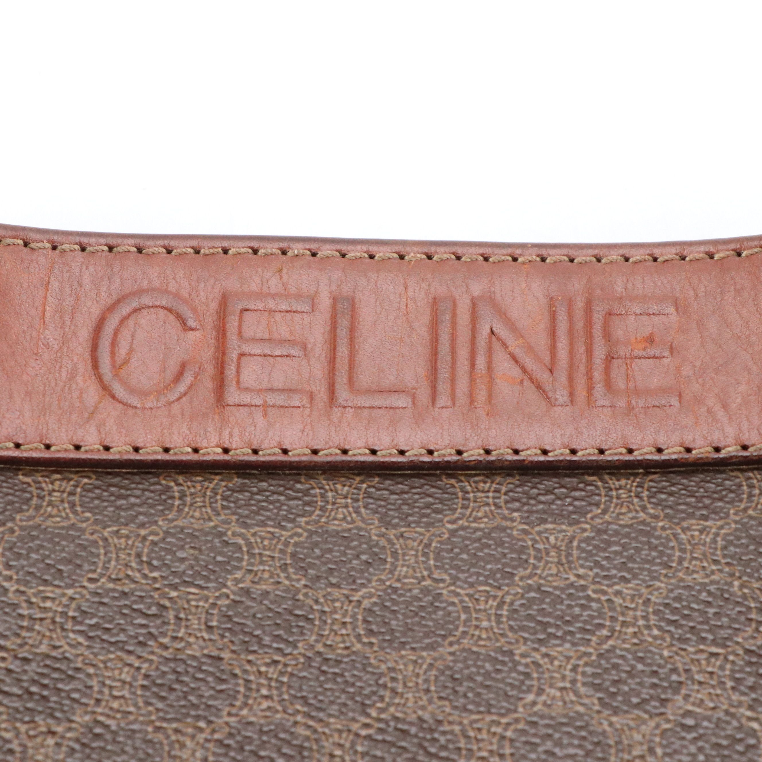 Celine Large Tote Bag in Dark Brown Macadam Canvas and Leather