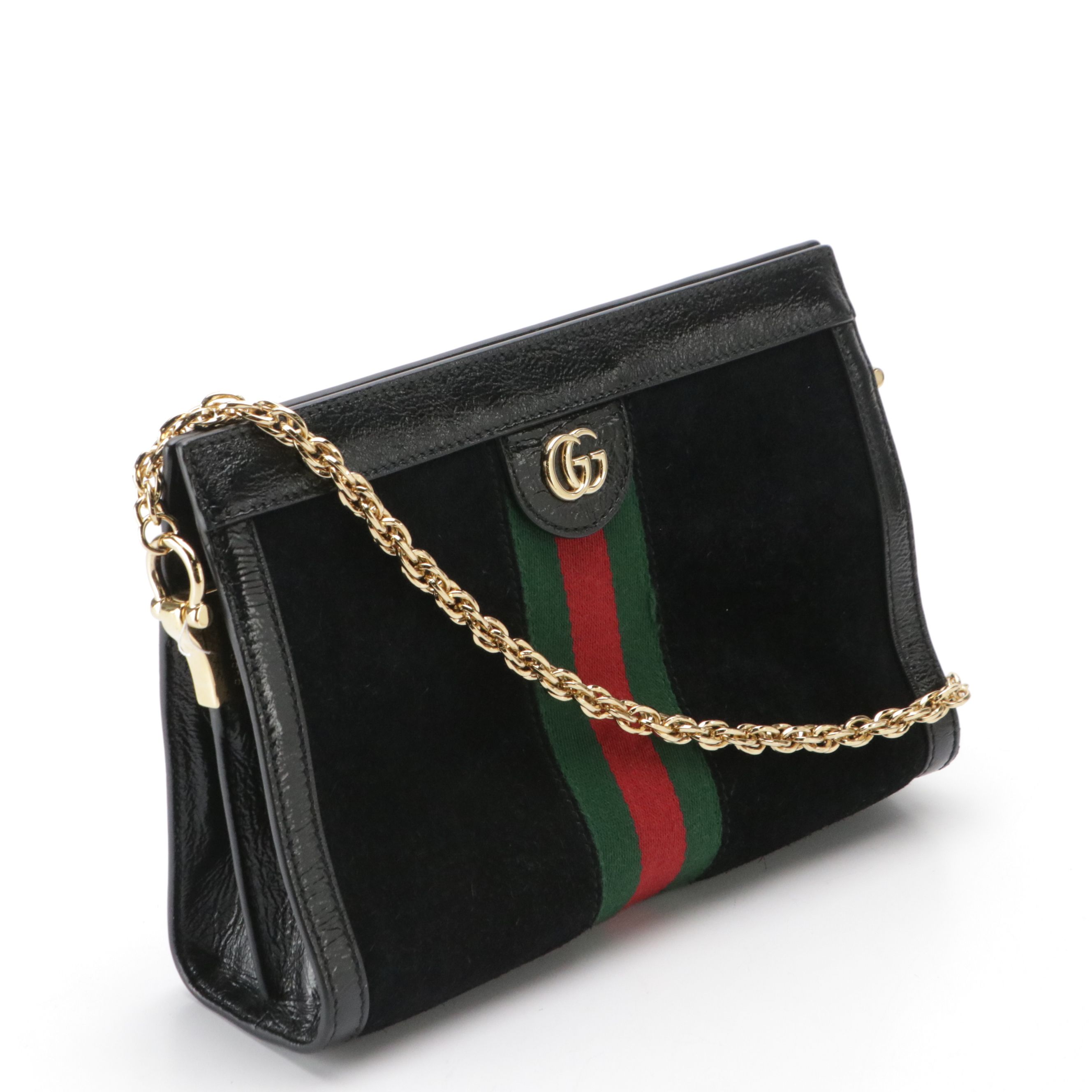 Gucci Ophidia Small Shoulder Bag in Black Suede