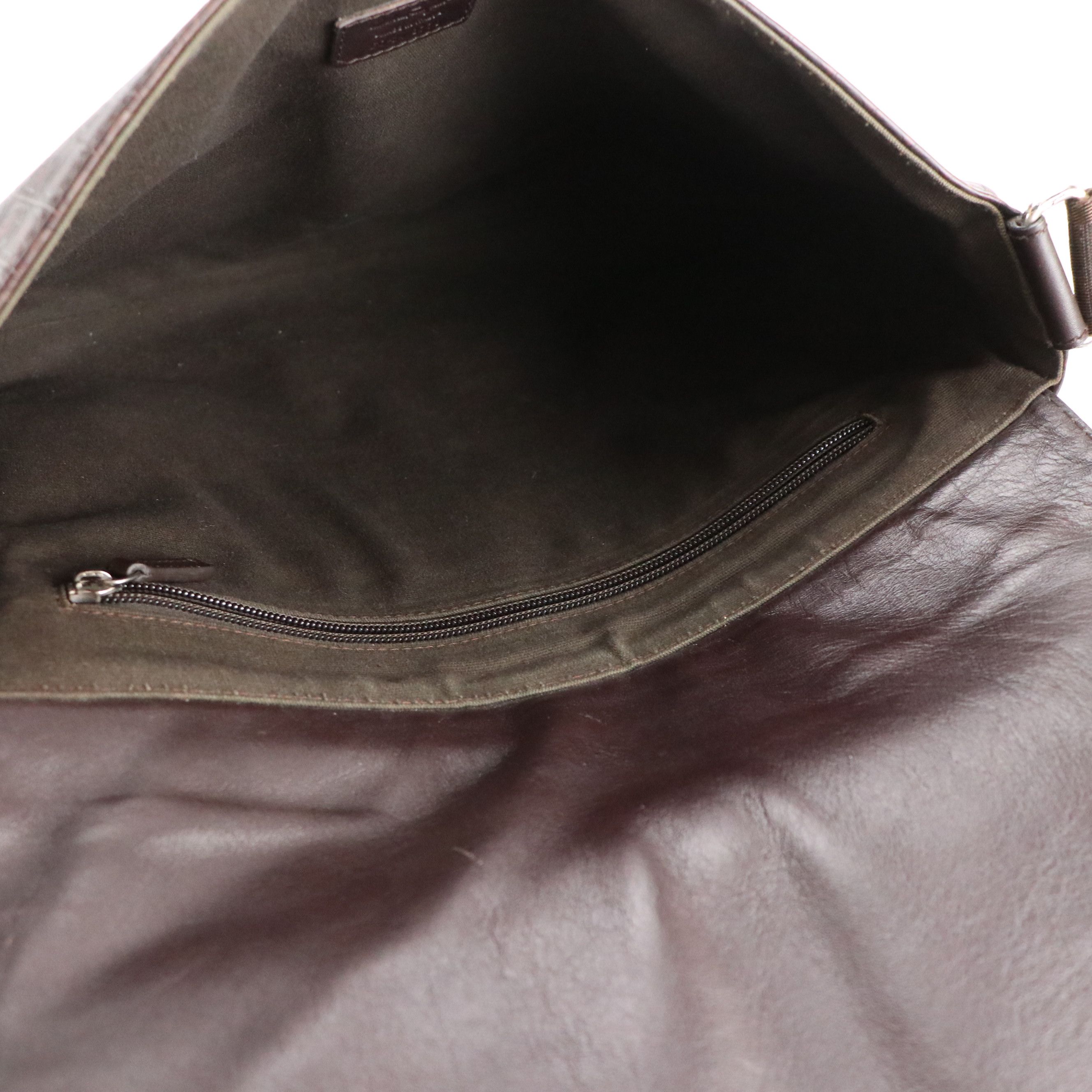 Salvatore Ferragamo Flap Messenger Bag in Gancini Pattern Embossed Leather