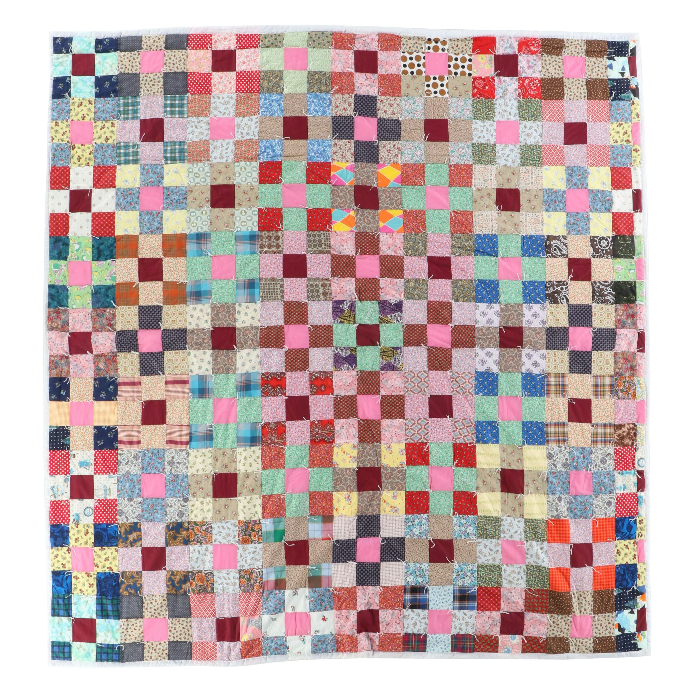 Handcrafted "Nine-Patch" Cotton Quilt