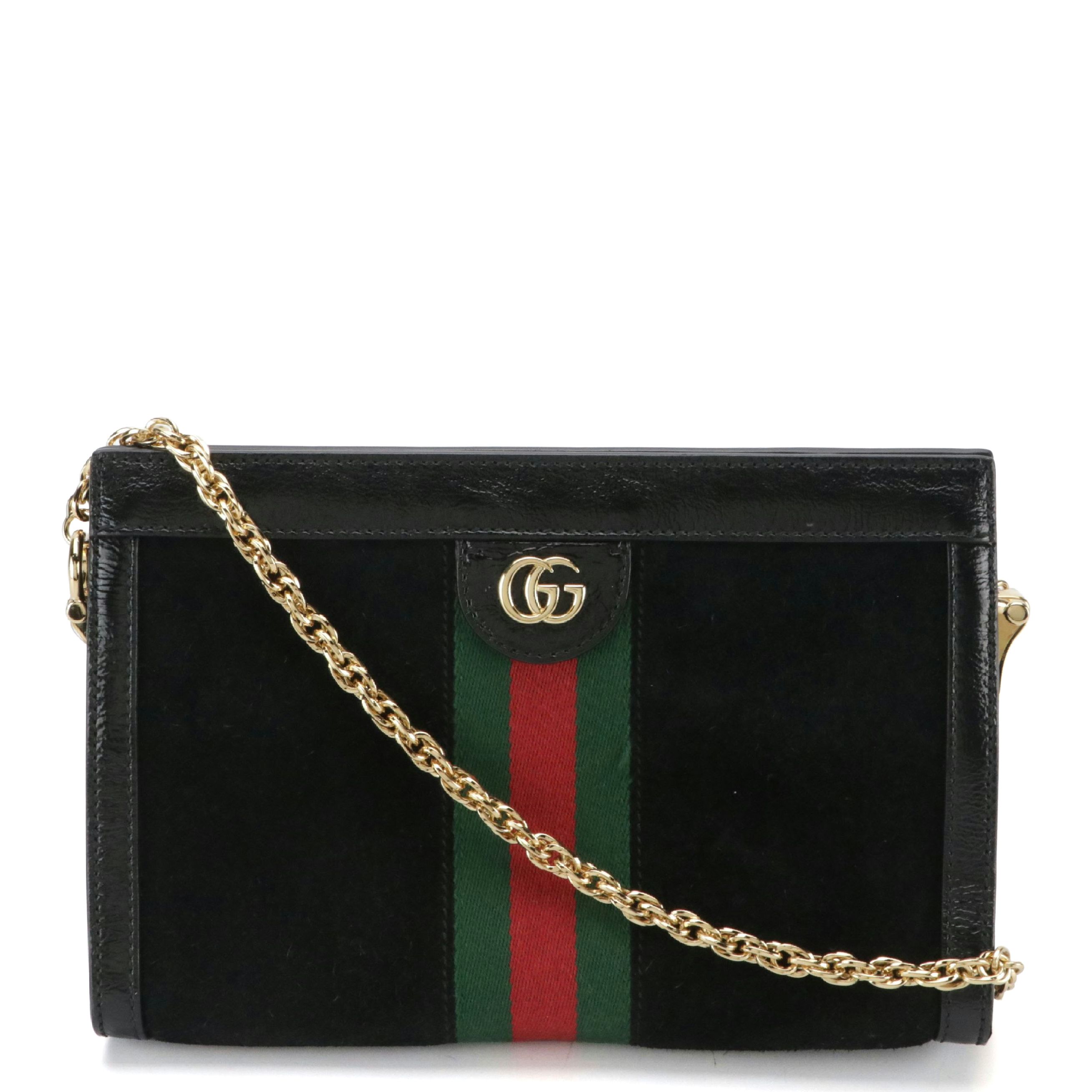 Gucci Ophidia Small Shoulder Bag in Black Suede