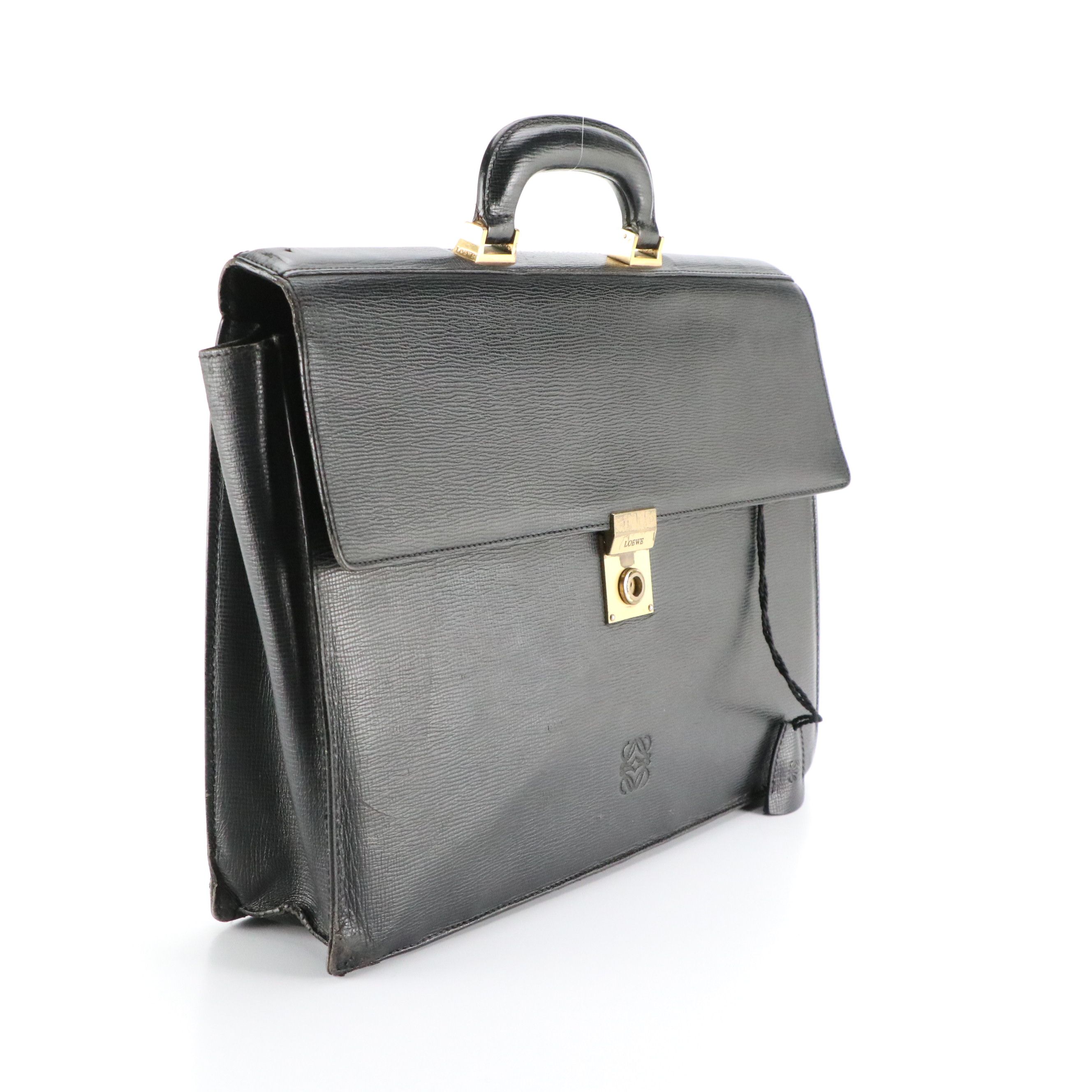 Loewe Briefcase in Black Textured Leather