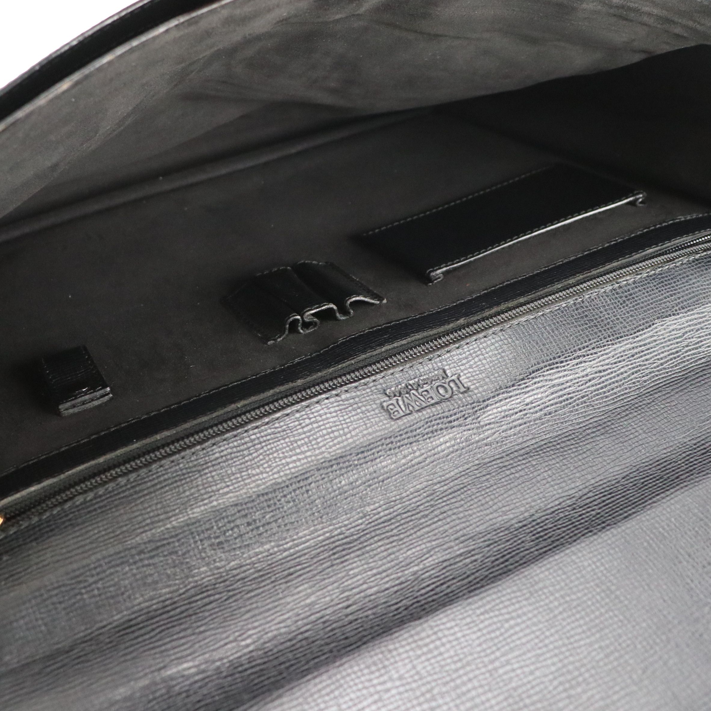 Loewe Briefcase in Black Textured Leather