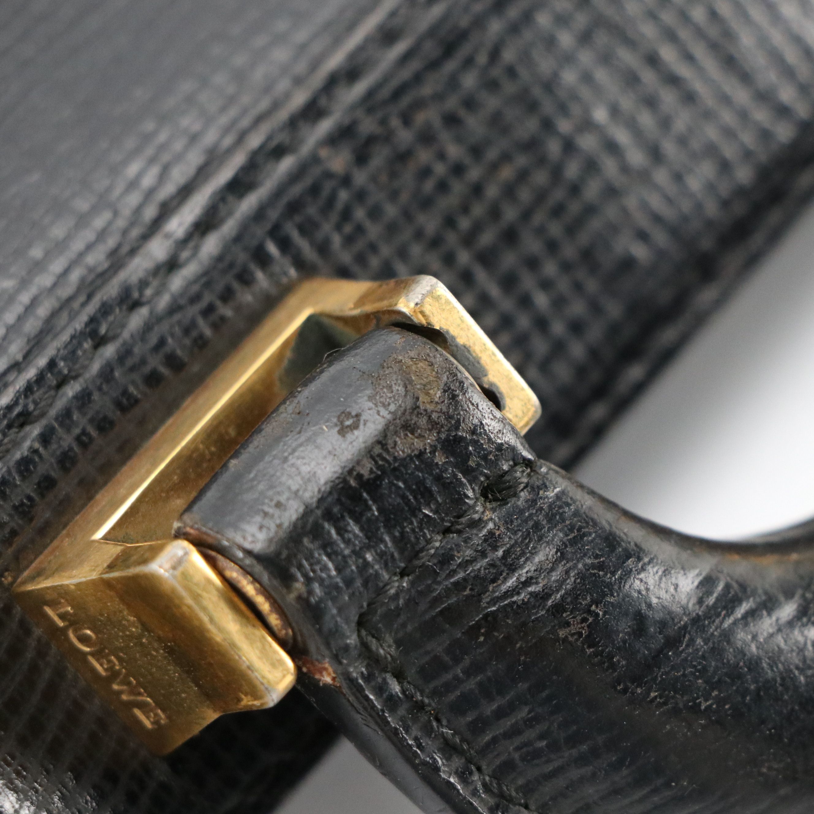 Loewe Briefcase in Black Textured Leather