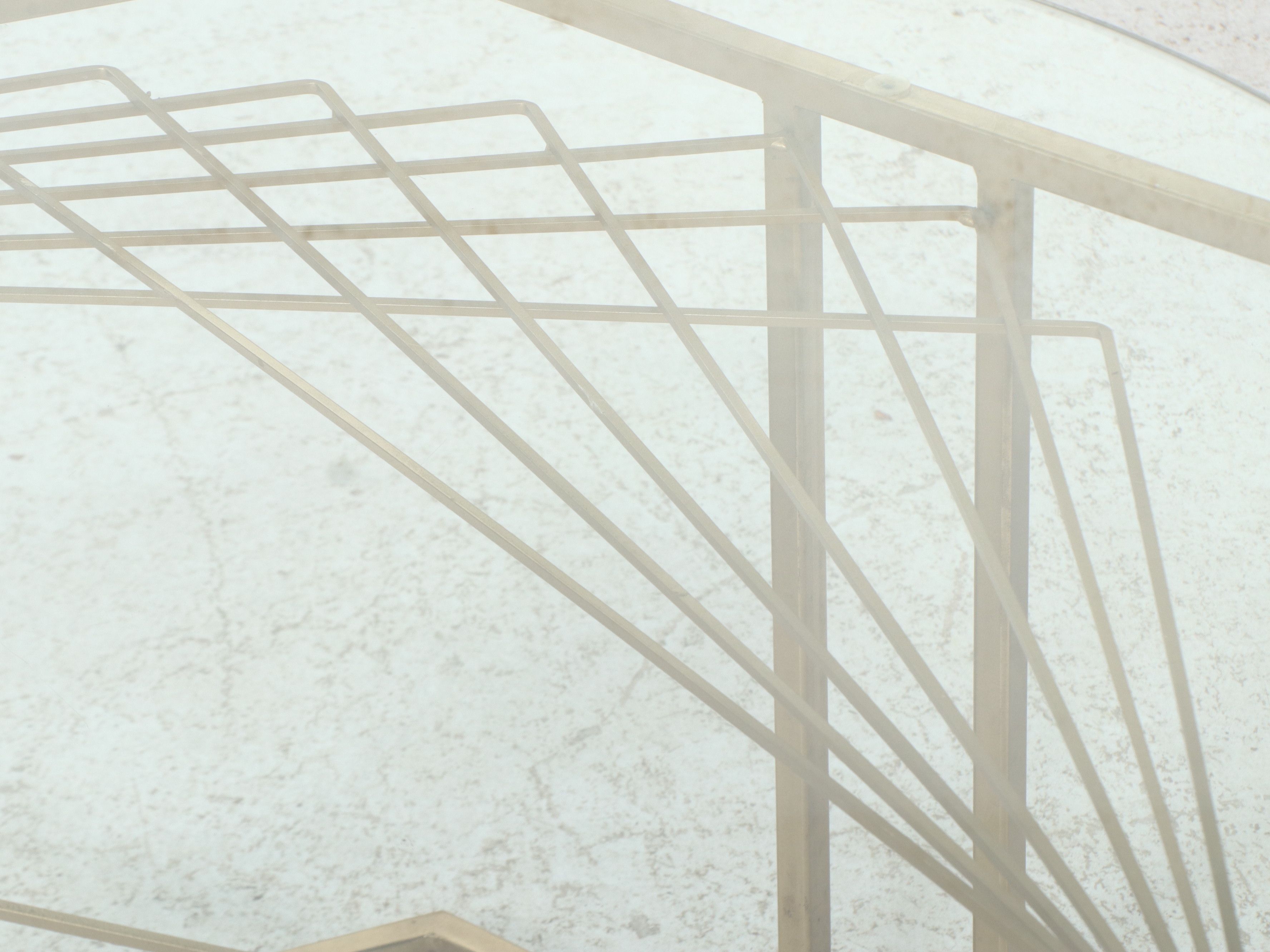 Contemporary Hexagonal Gold Tone Metal Coffee Table