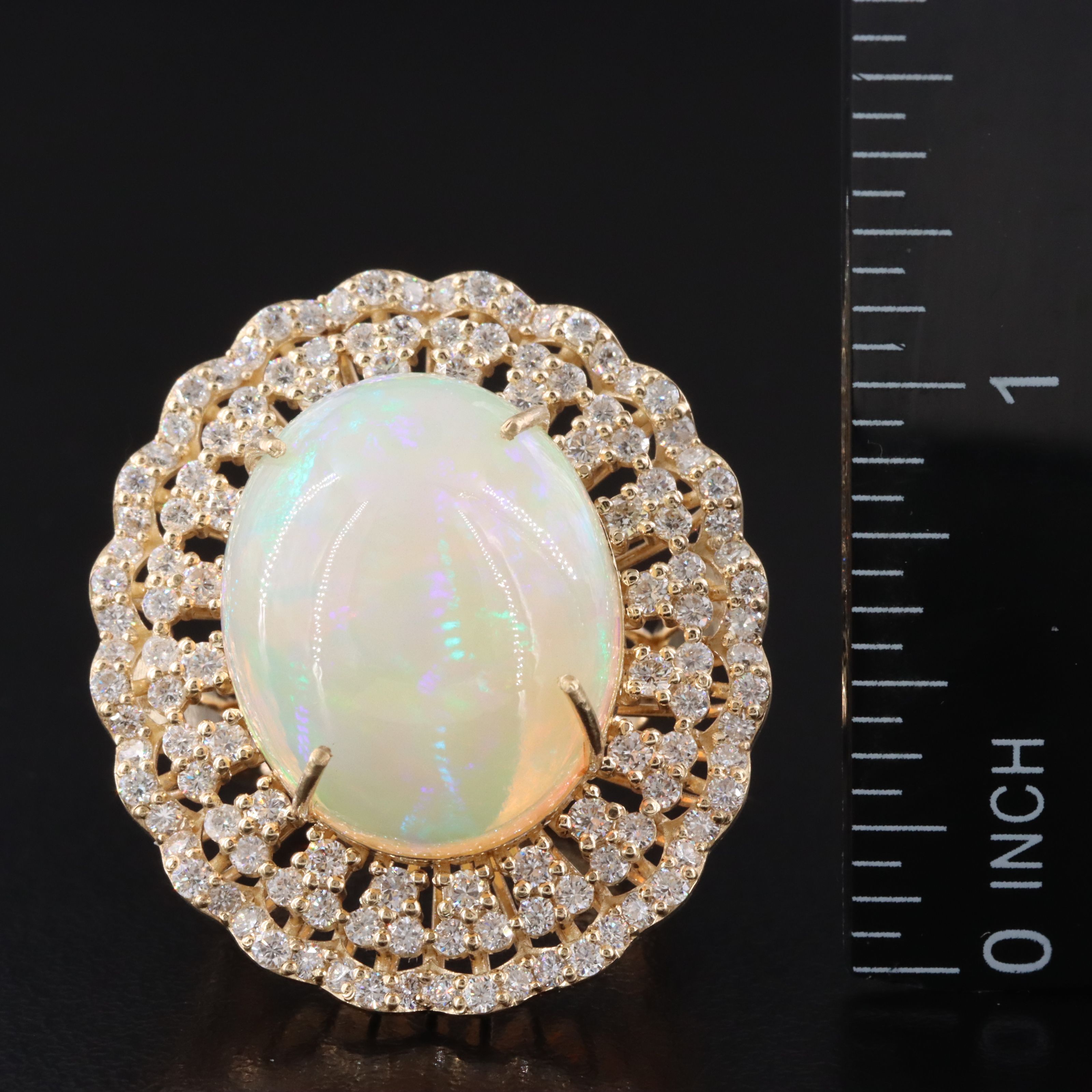 14K 14.40 CTW Opal and 2.28 CTW Diamond Ring