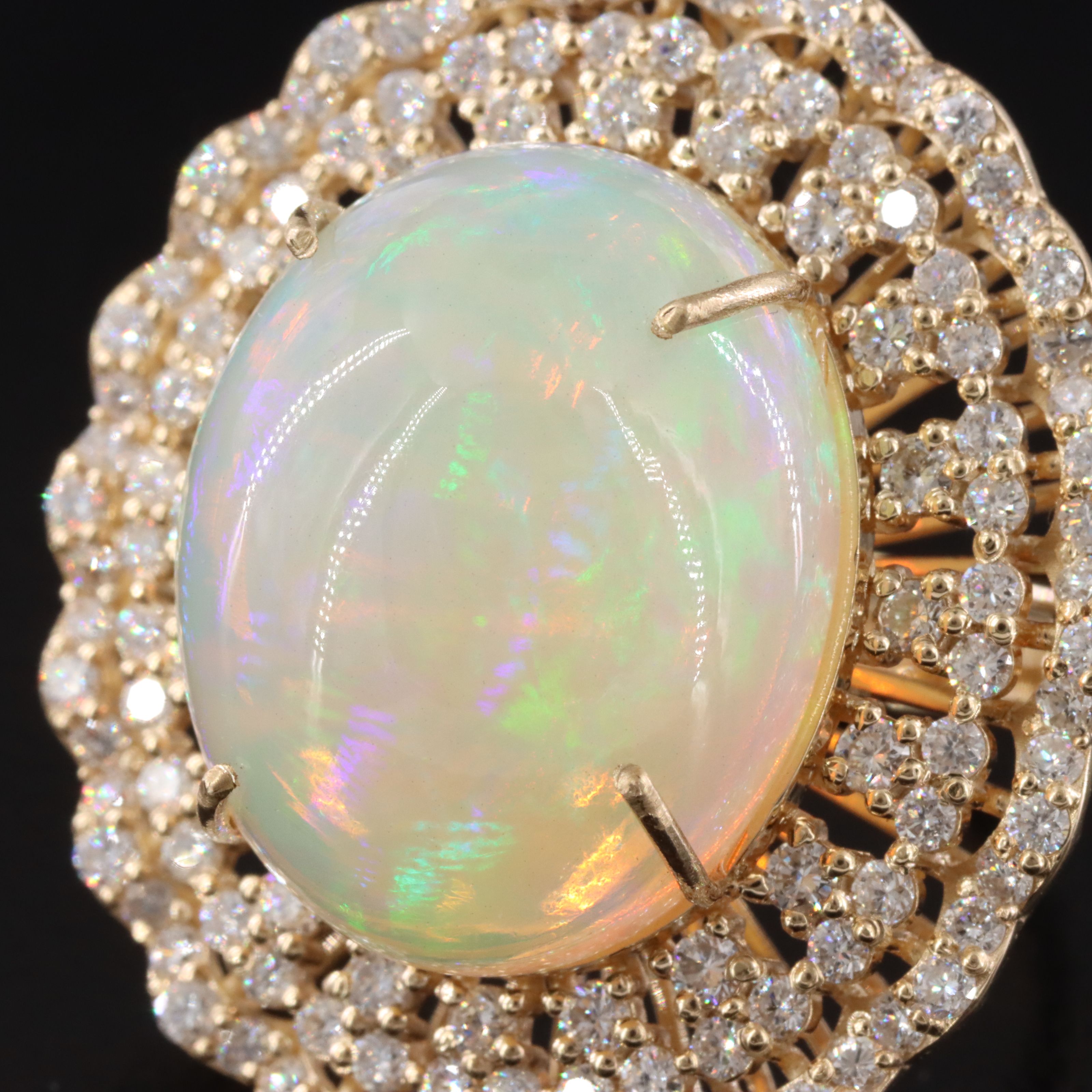 14K 14.40 CTW Opal and 2.28 CTW Diamond Ring