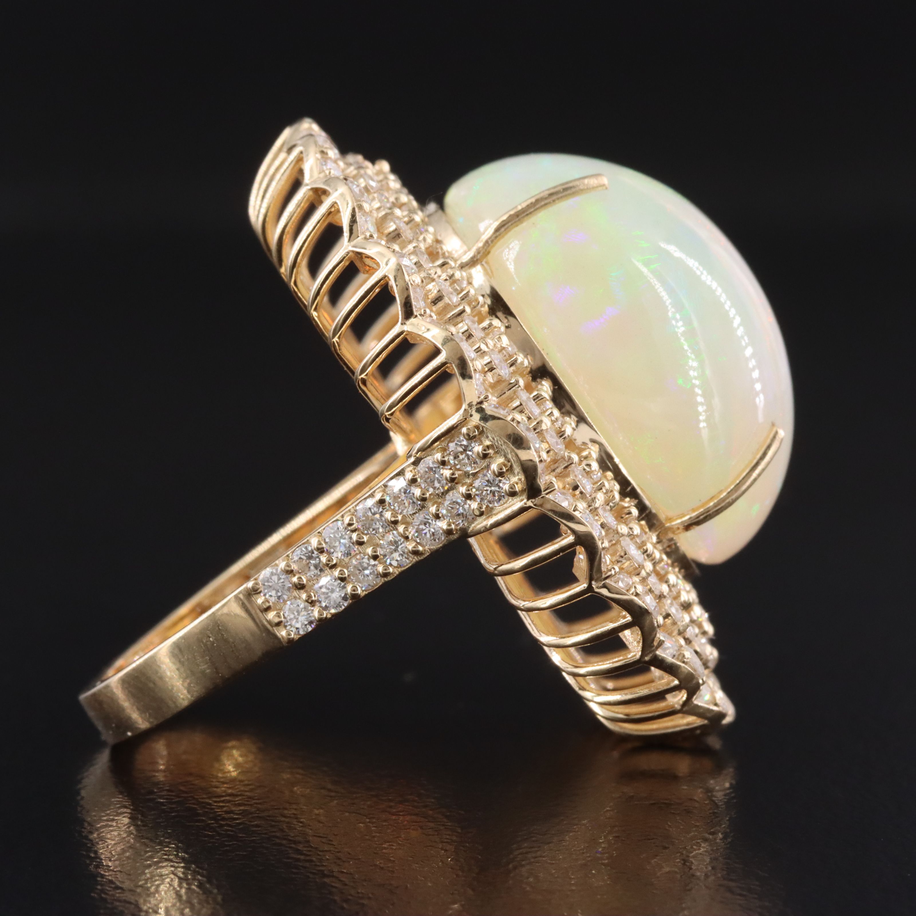 14K 14.40 CTW Opal and 2.28 CTW Diamond Ring