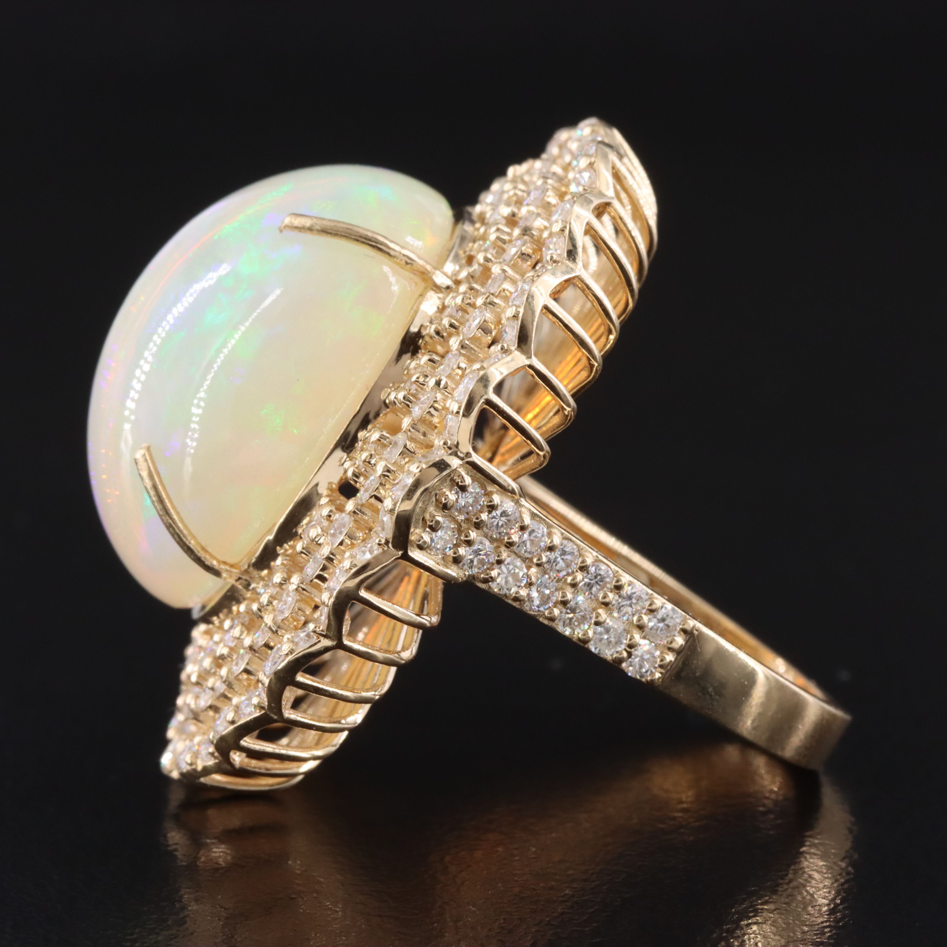 14K 14.40 CTW Opal and 2.28 CTW Diamond Ring
