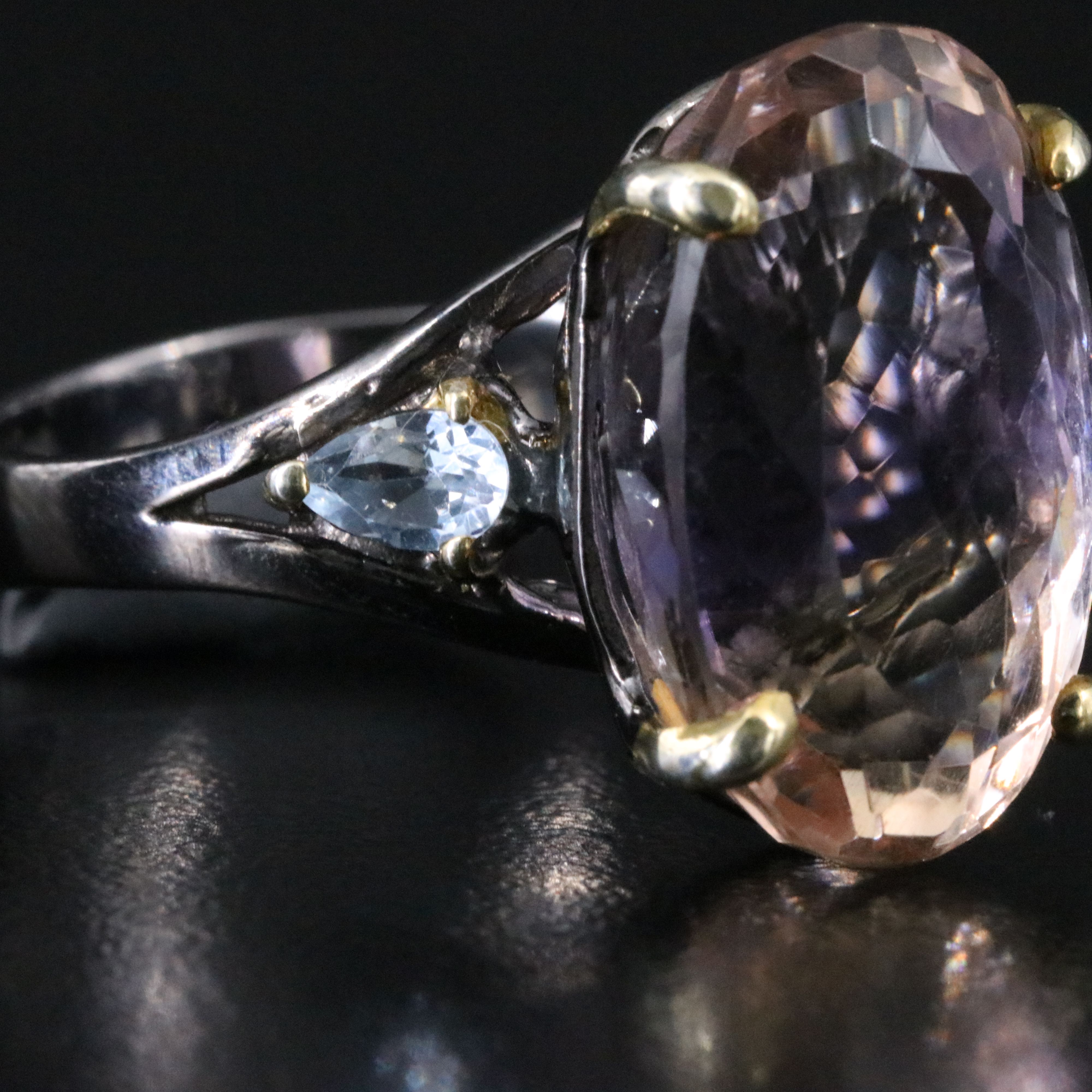 Sterling Ametrine and Blue Topaz Ring