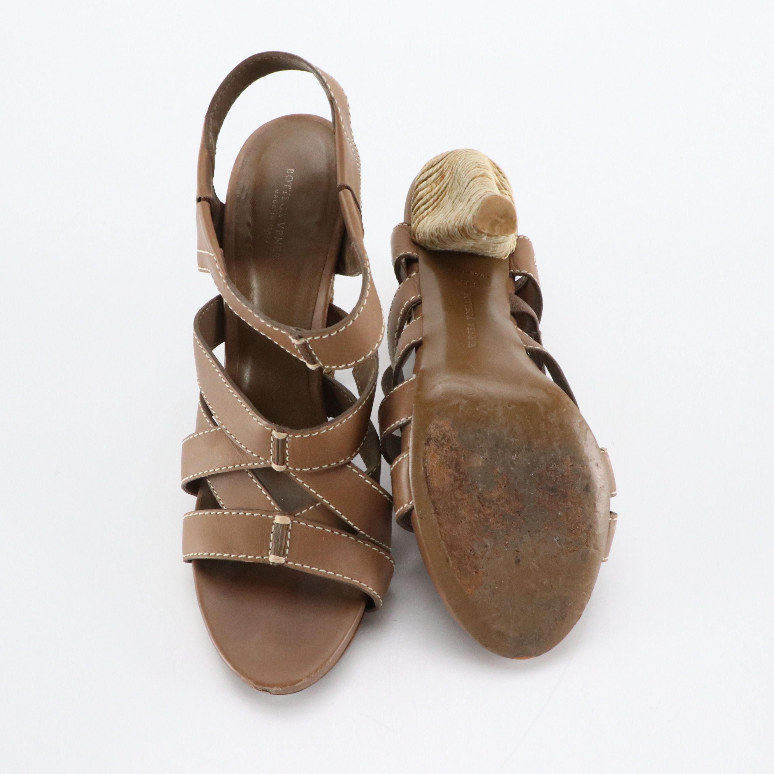 Bottega Veneta Strappy Leather Platform Sandals